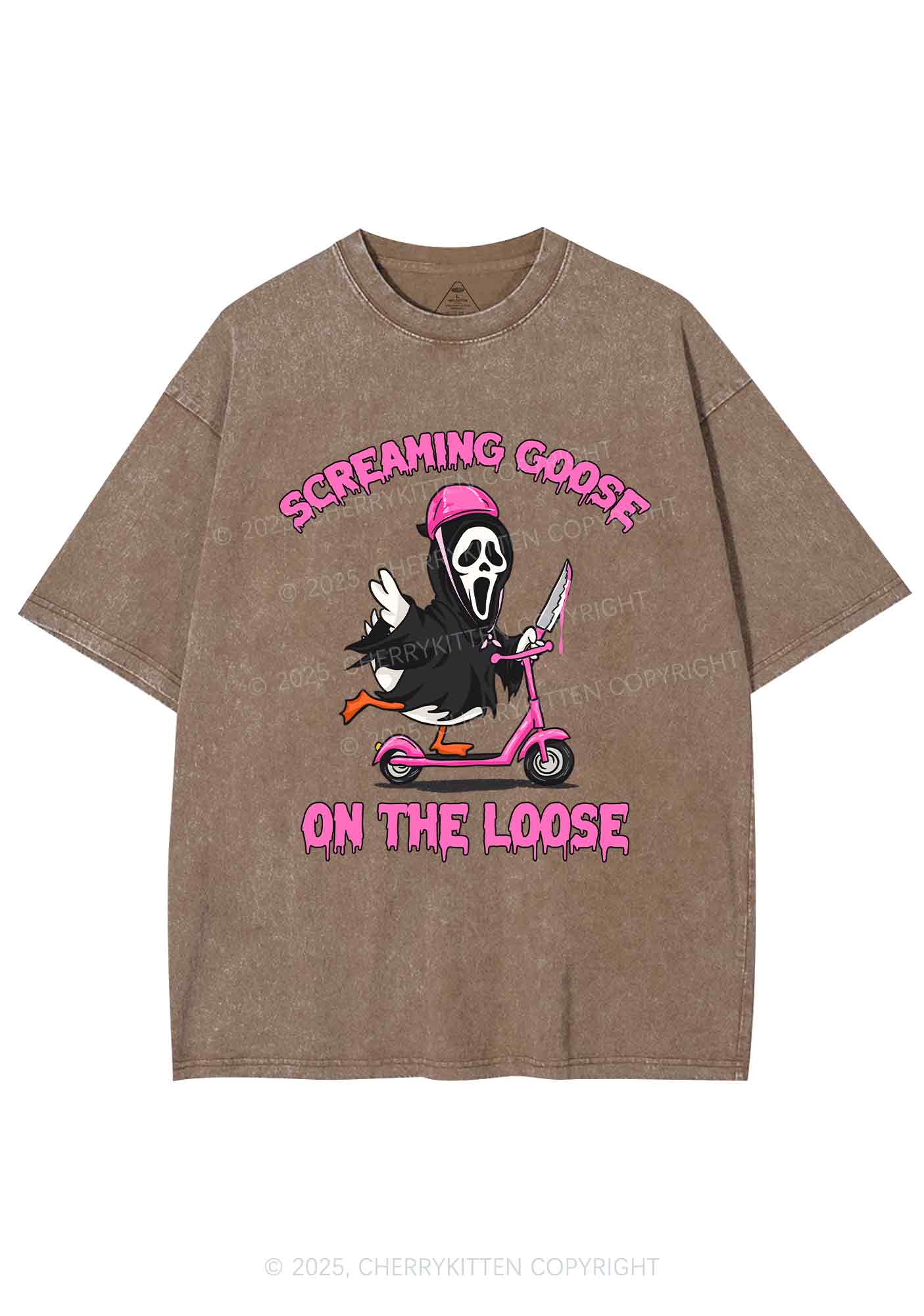 Halloween Screaming Goose On Loose Y2K Shirts Washed Tee Cherrykitten