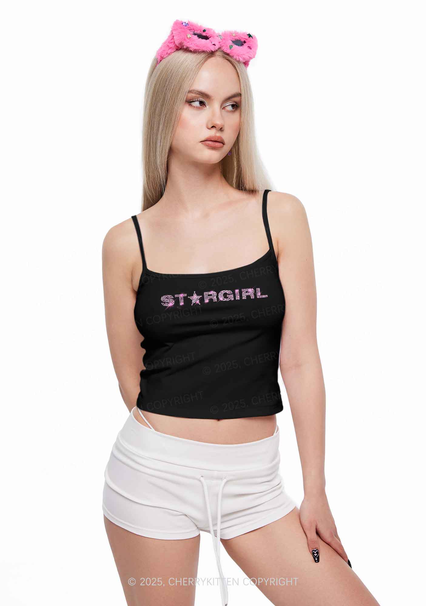 Rhinestone Red Stargirl Y2K Spaghetti Strap Cami Cherrykitten