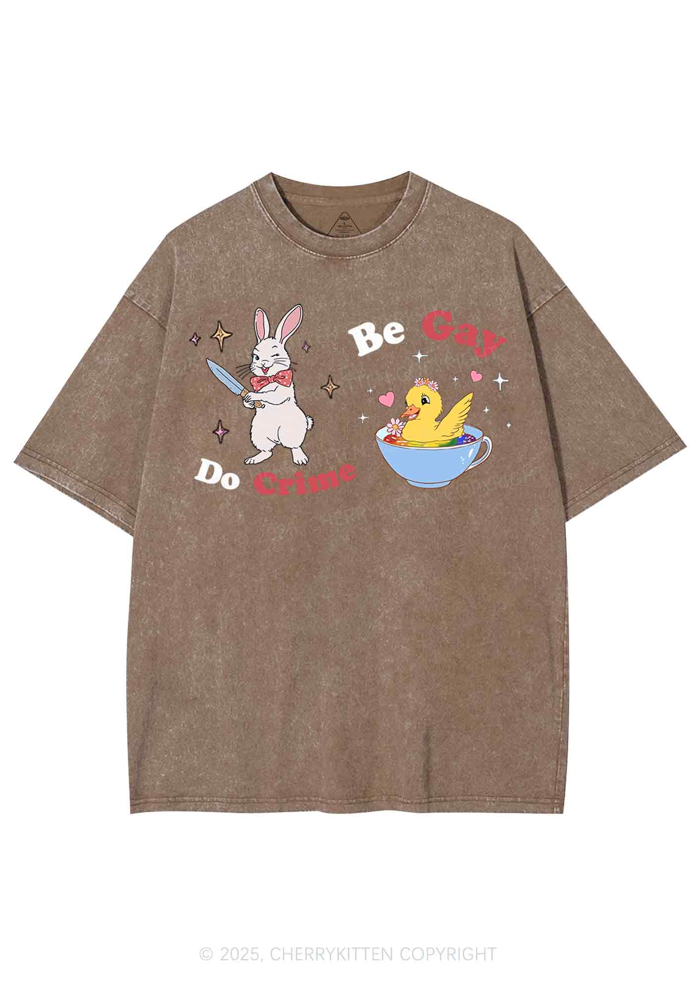 Be Gay Do Crime Pride Y2K Shirts Washed Tee Cherrykitten