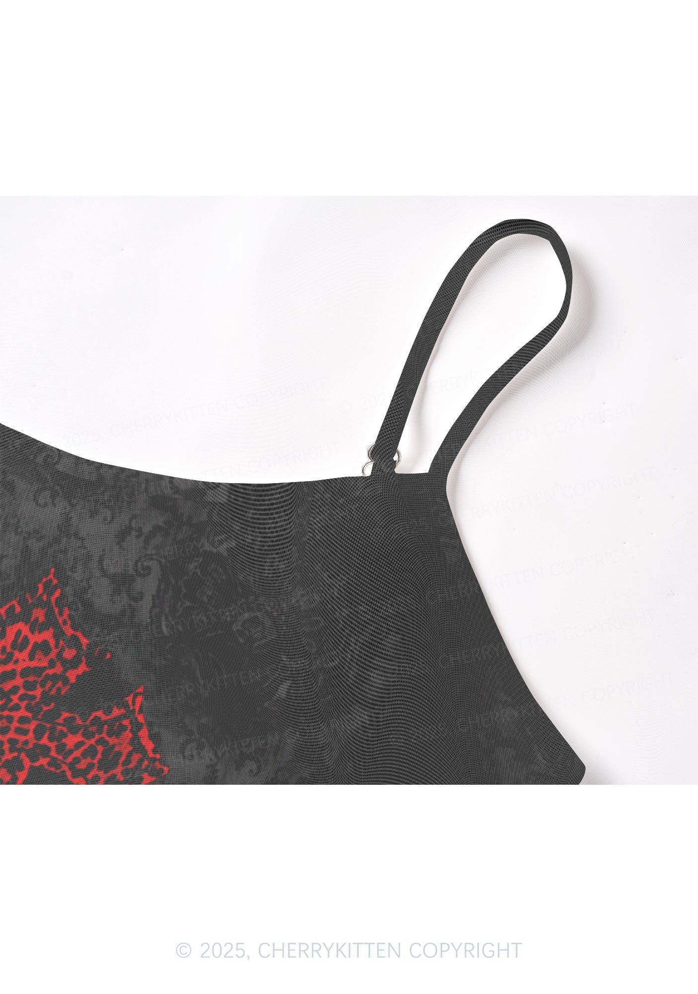 Dark Leopard Cross Y2K Mesh Cami Tank Cherrykitten
