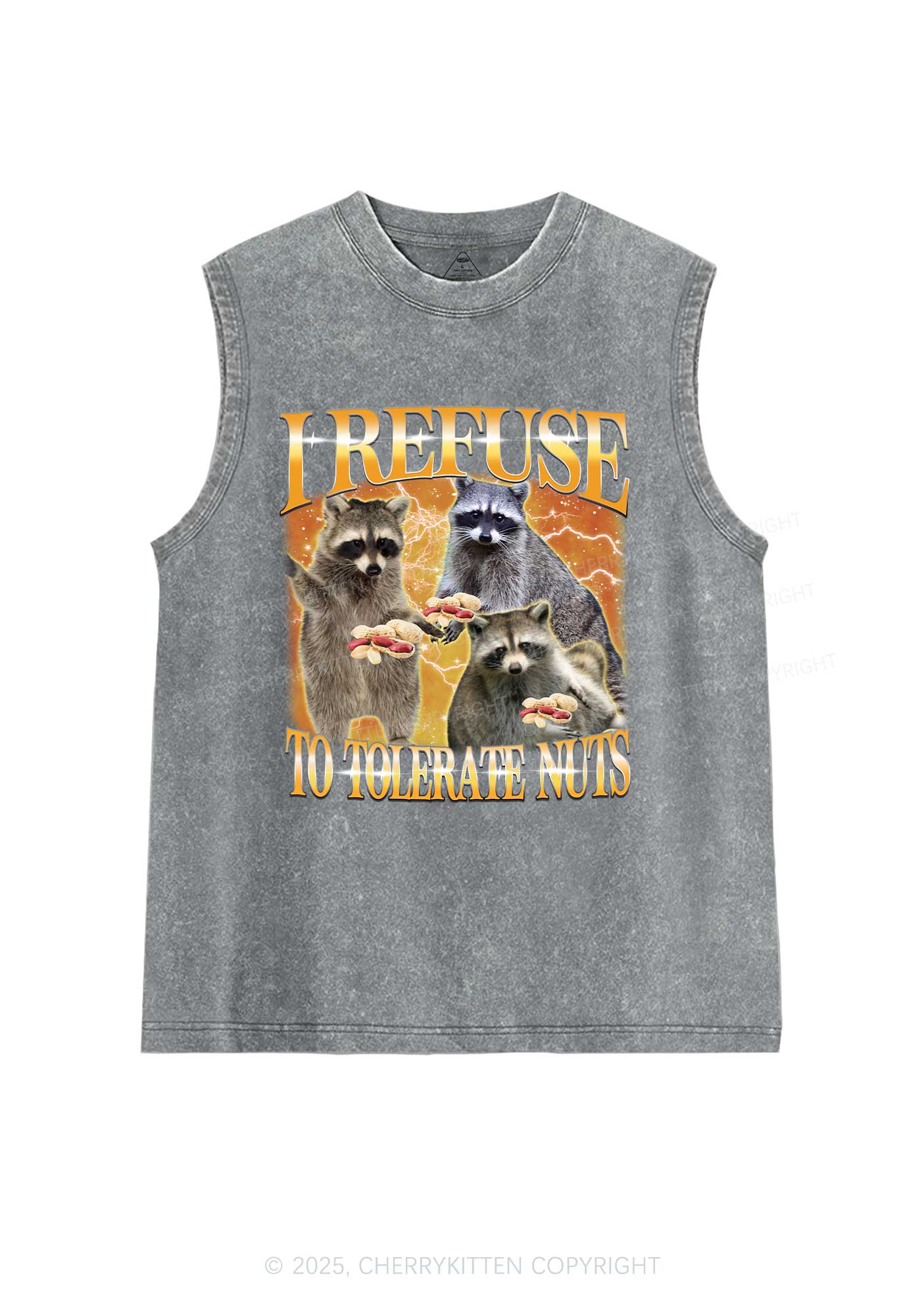 Retro Raccoon Nuts Y2K Washed Muscle Tank Cherrykitten