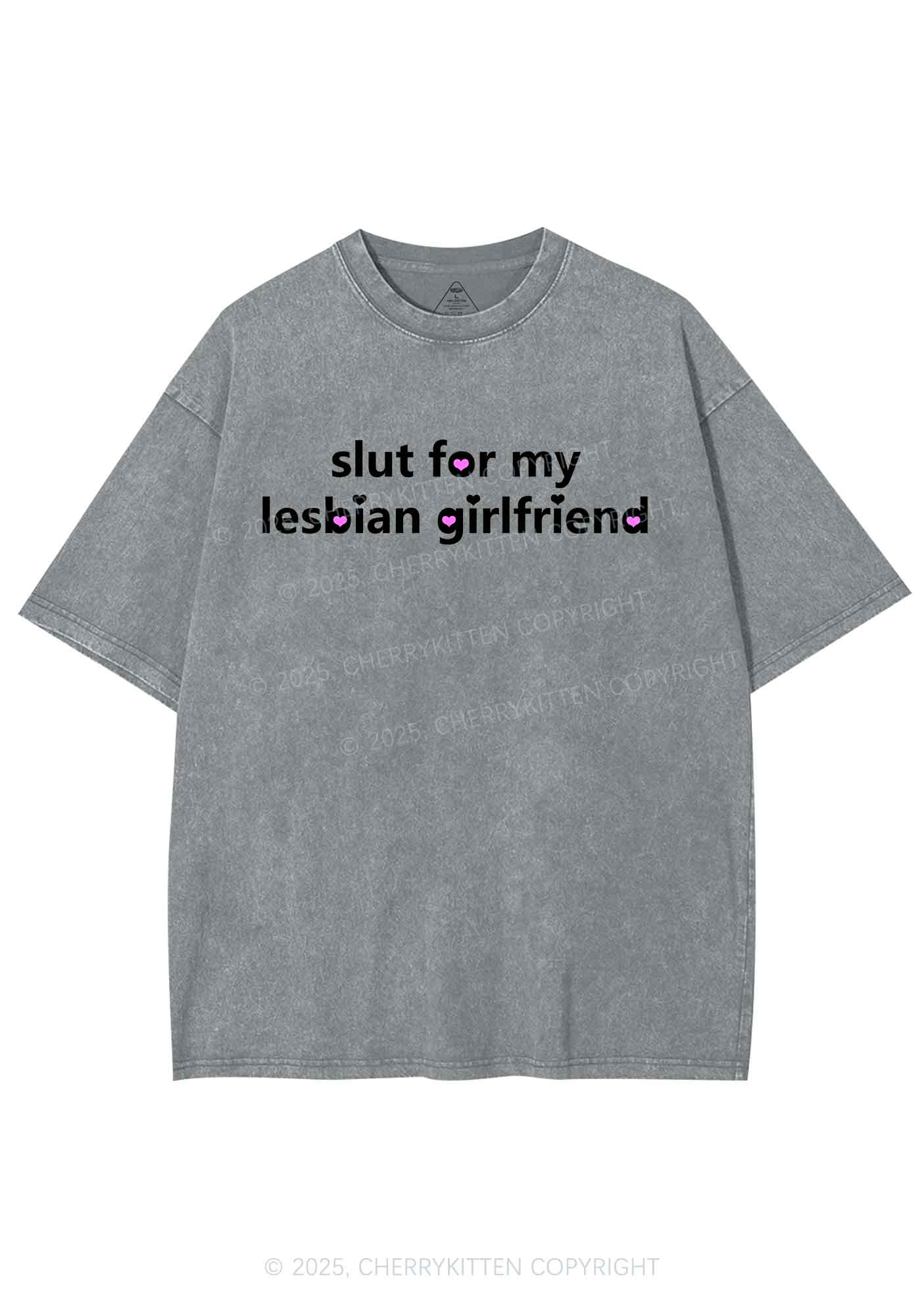 Slxt For My Lesbian Girlfriend Pride Y2K Shirts Washed Tee Cherrykitten