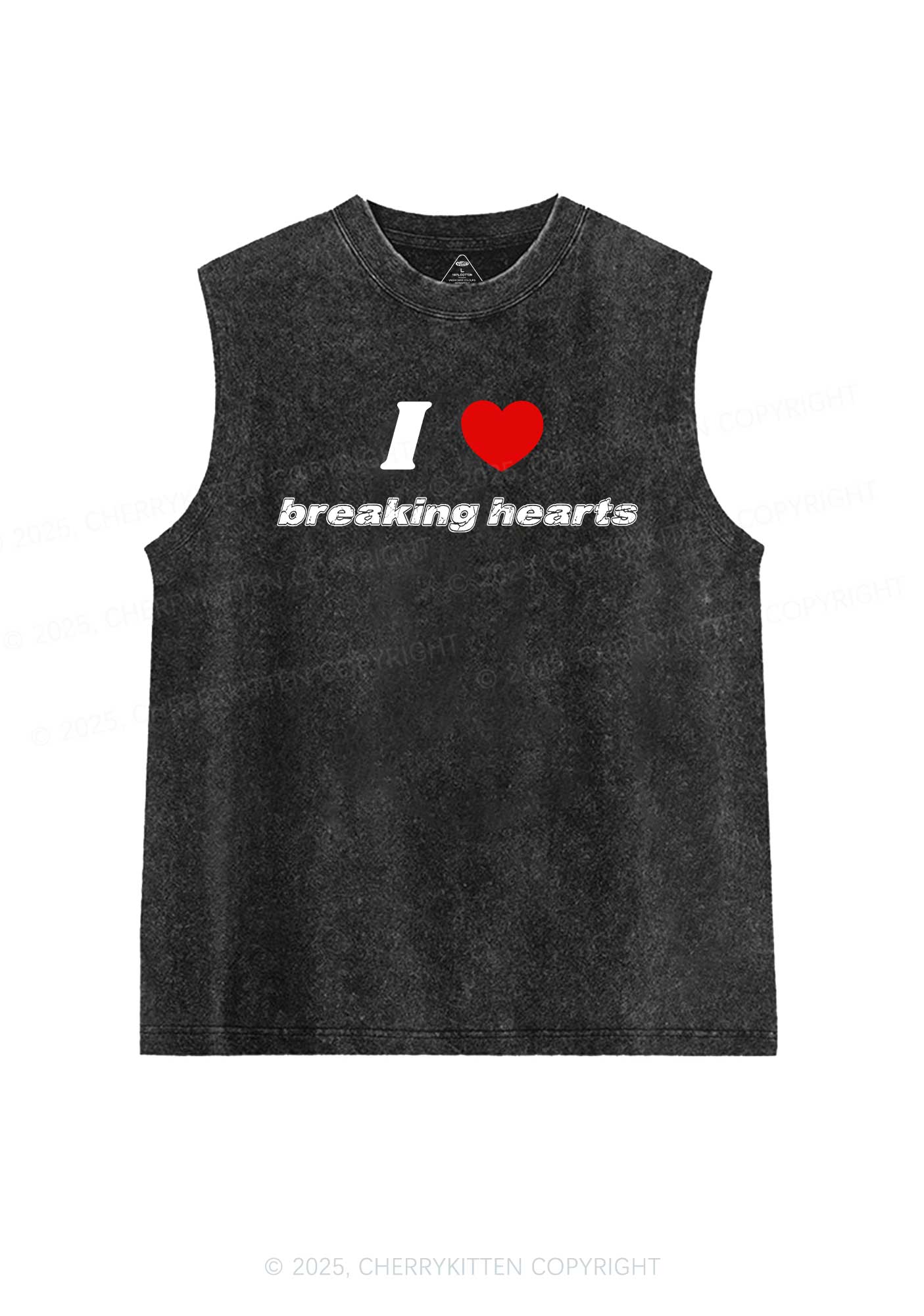 I Love Breaking Hearts Y2K Washed Muscle Tank Cherrykitten