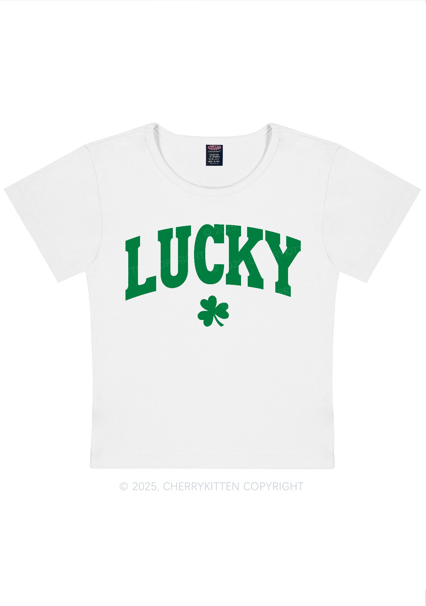Lucky Shamrock St Patricks Y2K Baby Tee Cherrykitten