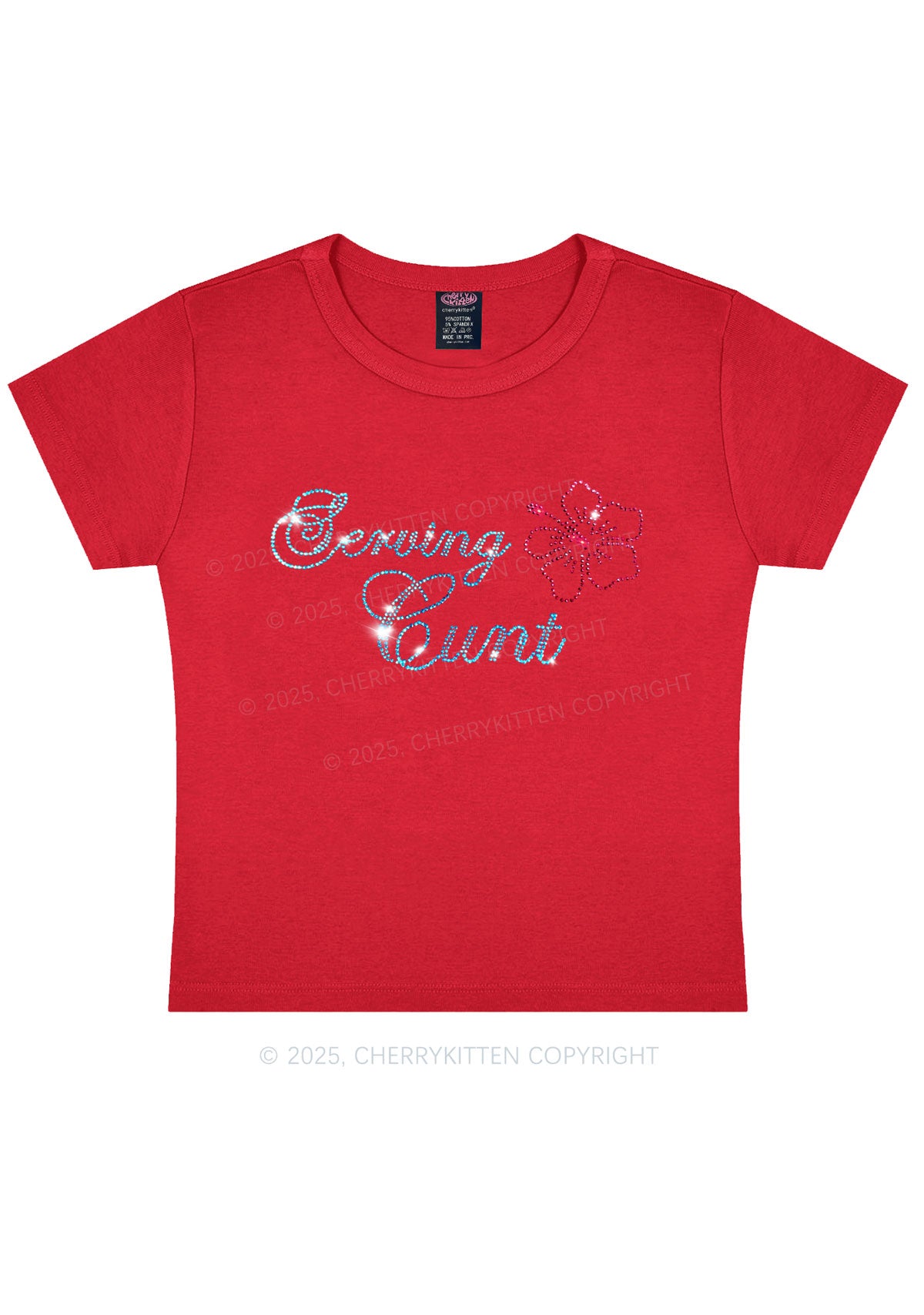 Rhinestone Serving Cxxt Y2K Baby Tee Cherrykitten