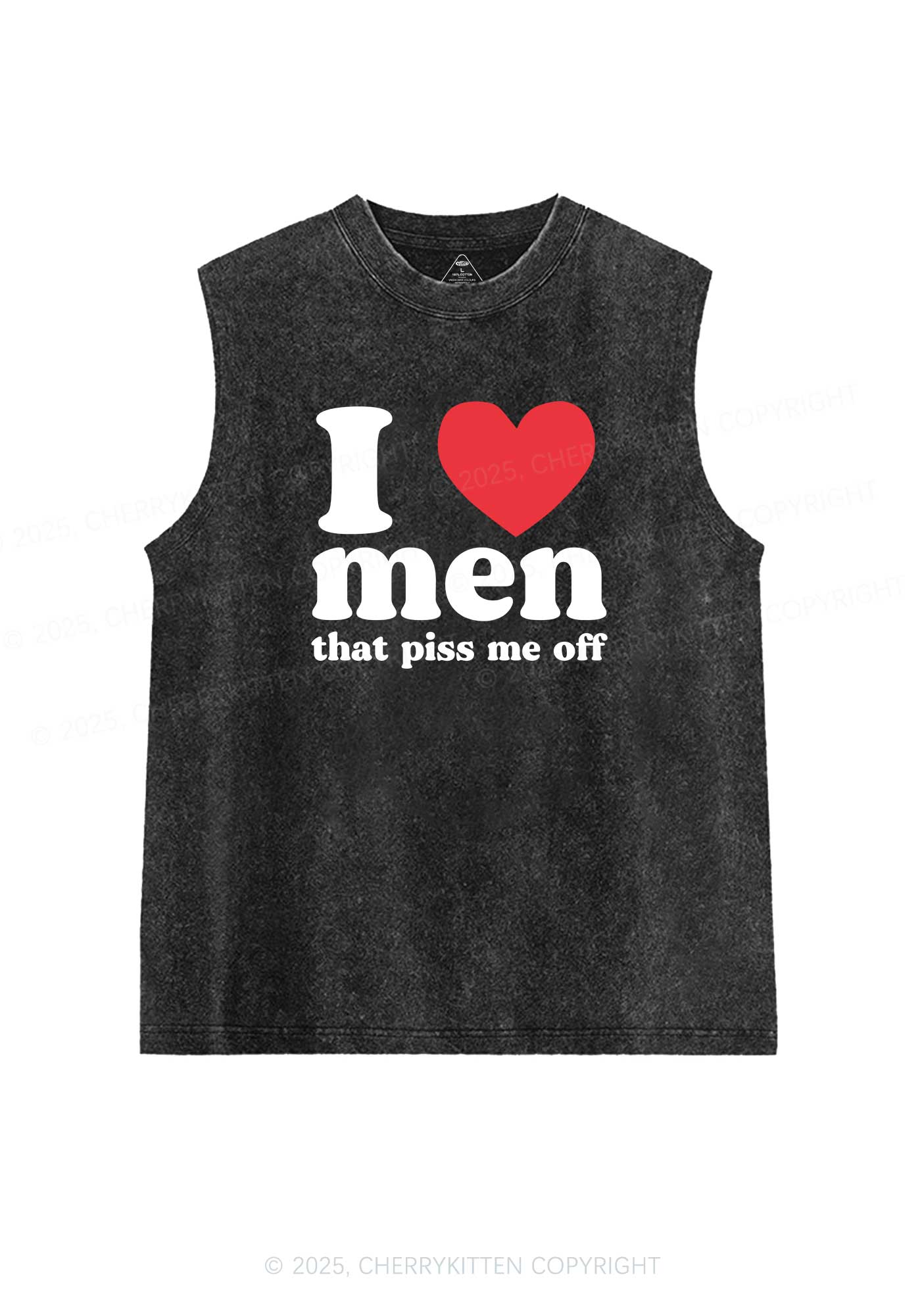 I Love Men Piss Me Off Y2K Washed Muscle Tank Cherrykitten