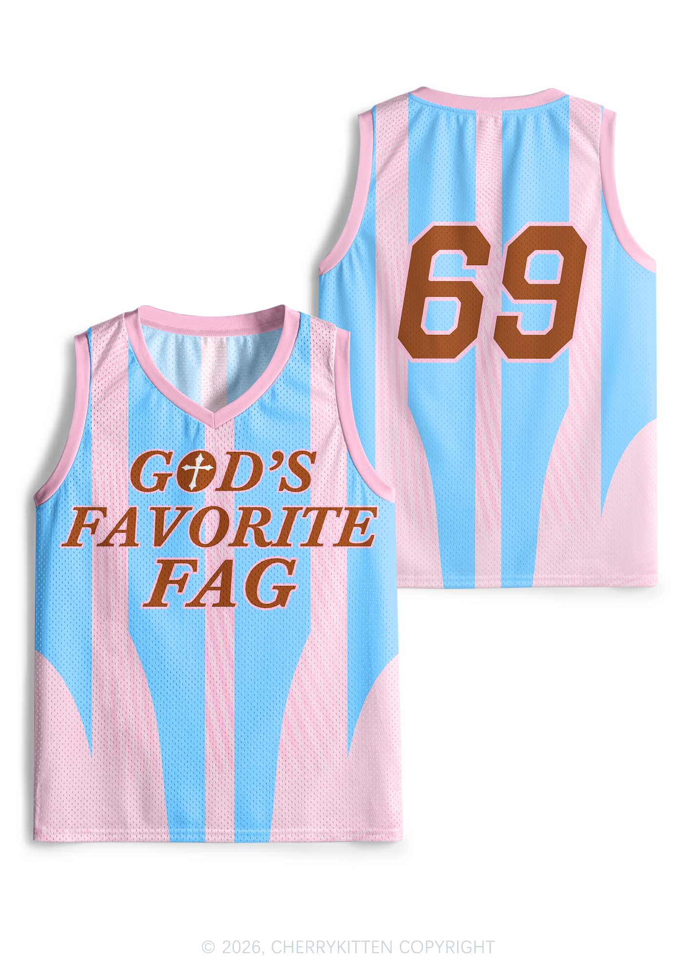 Light Pink Gods Favorite Fag Pride Y2K Sport Jersey Tank Cherrykitten