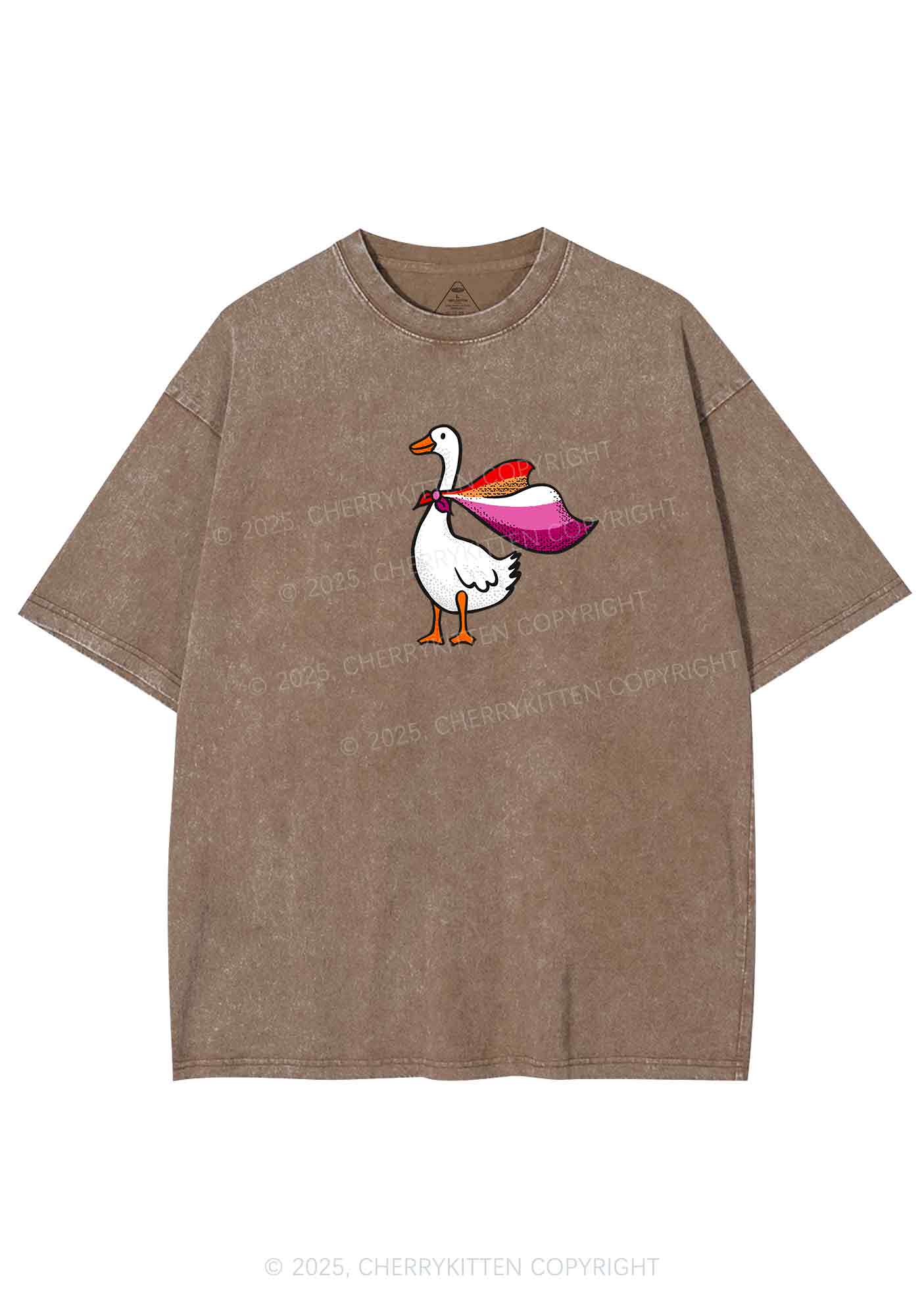 Lesbian Goose Pride Y2K Shirts Washed Tee Cherrykitten