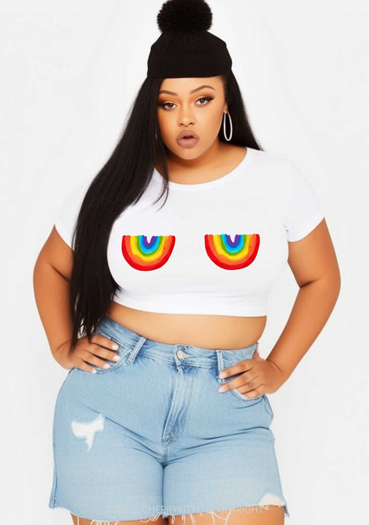 Curvy Rainbow Bxxb Y2K Baby Tee Cherrykitten