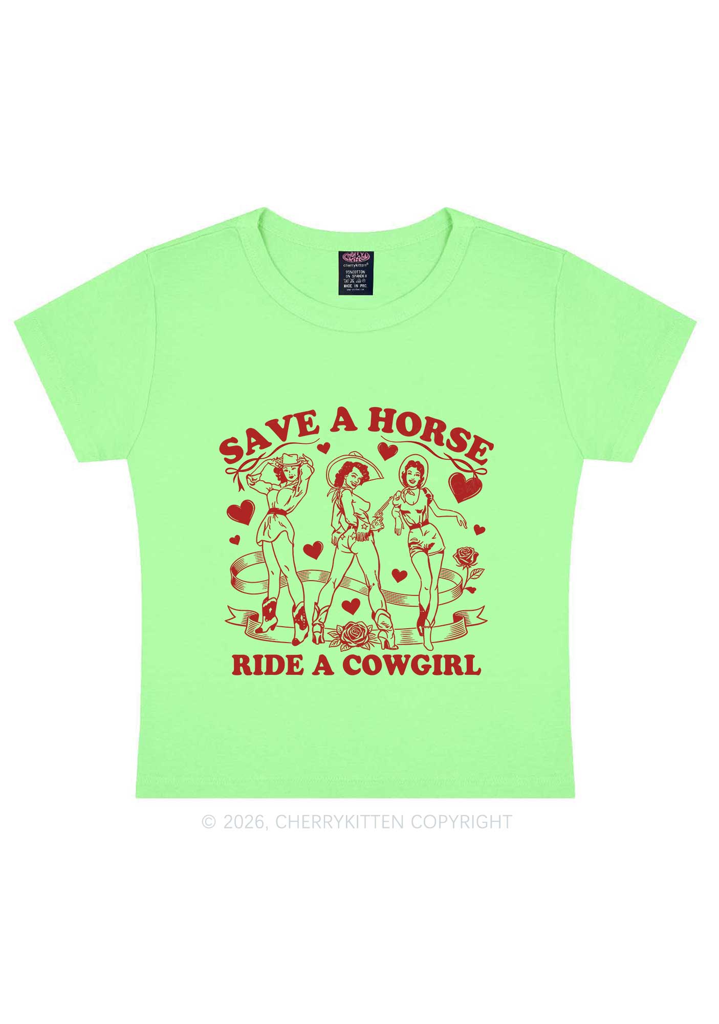 Ride A Cowgirl Valentine's Day Y2K Baby Tee Cherrykitten