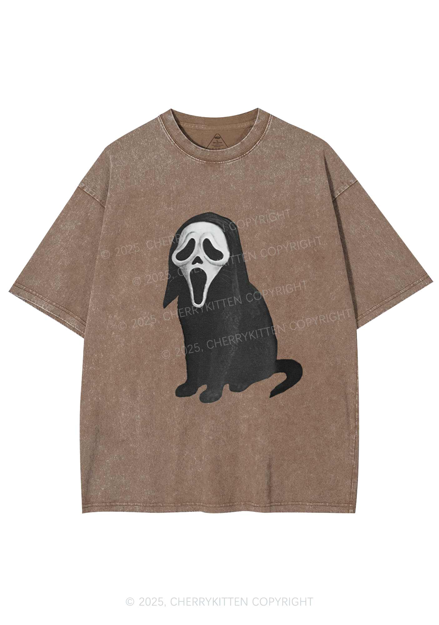 Halloween Ghostcat Y2K Washed Tee Cherrykitten