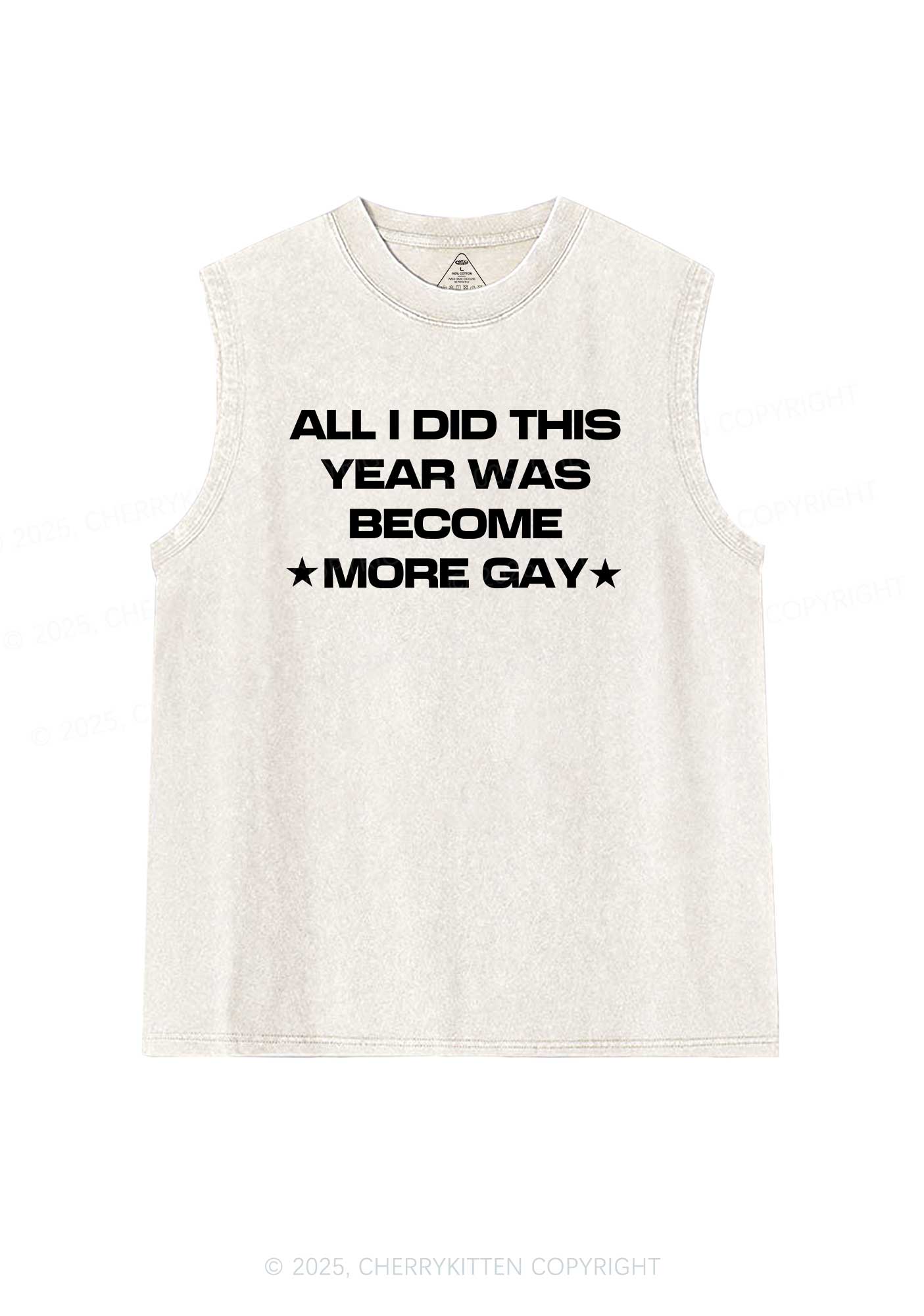 Become More Gay Pride Y2K Washed Muscle Tank Cherrykitten
