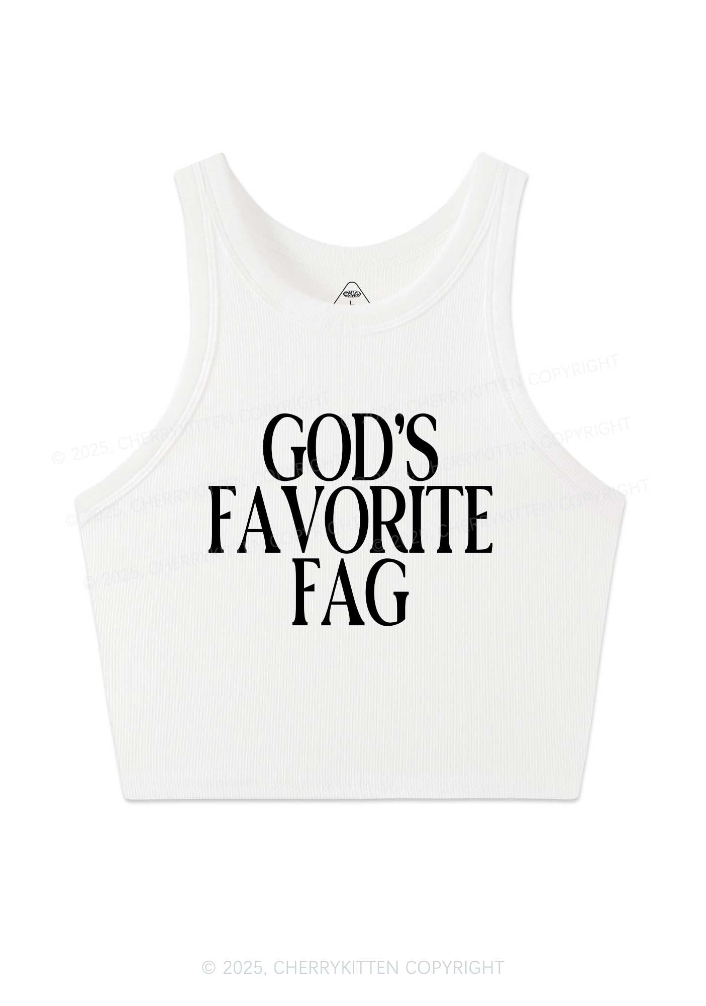 Gods Favorite Fag Pride Y2K Crop Tank Top Cherrykitten