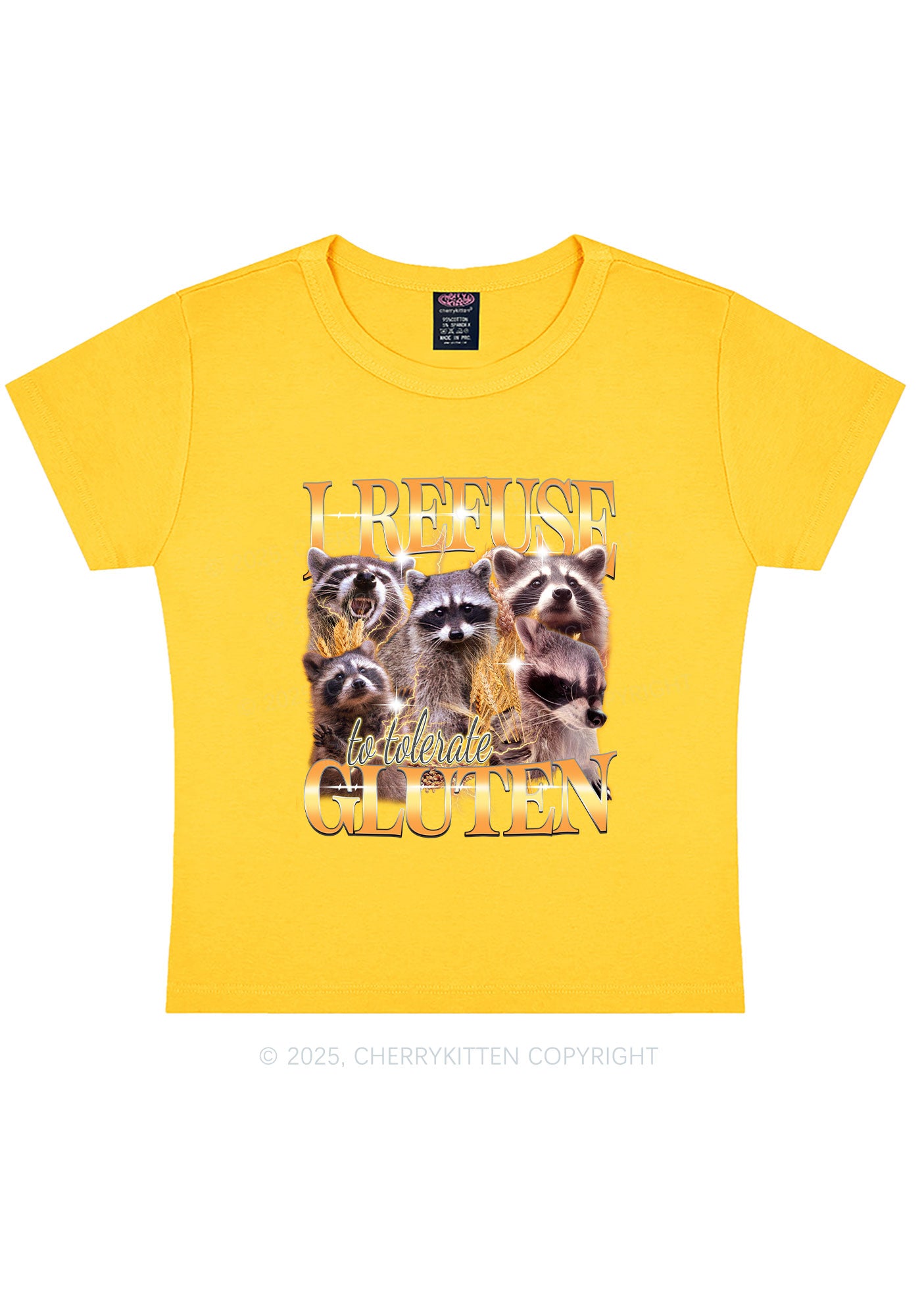 Raccoons Refuse Tolerate Gluten Y2K Baby Tee Cherrykitten