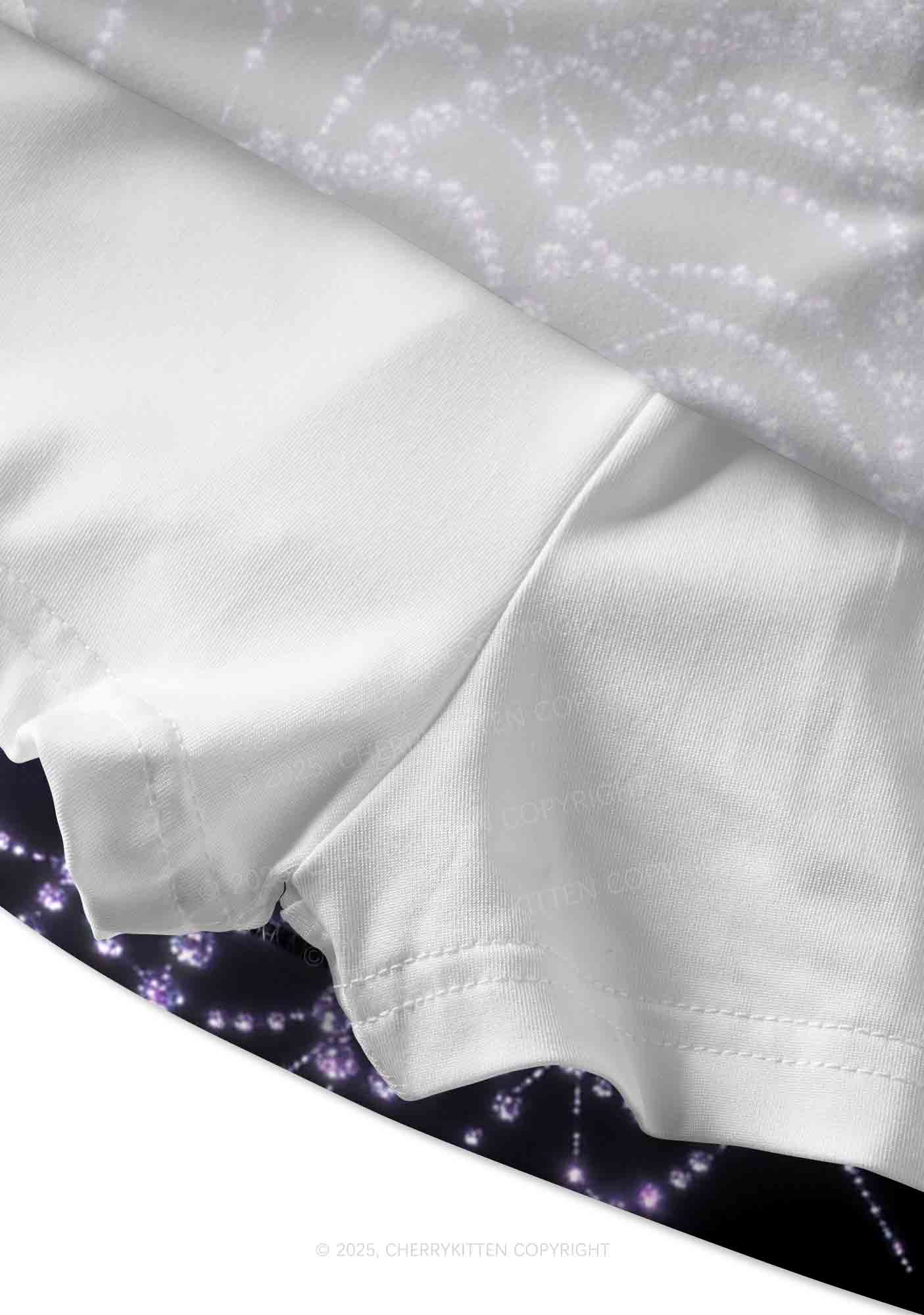 Glistening Spiderweb Y2K Print Mini Skirt Cherrykitten