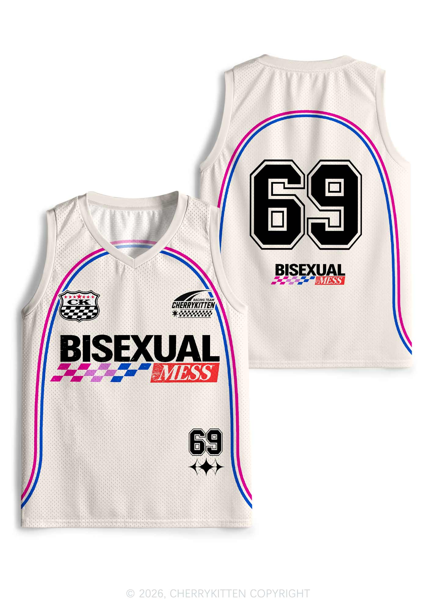Creamy White Bisexual Mess Pride Y2K Sport Jersey Tank Cherrykitten