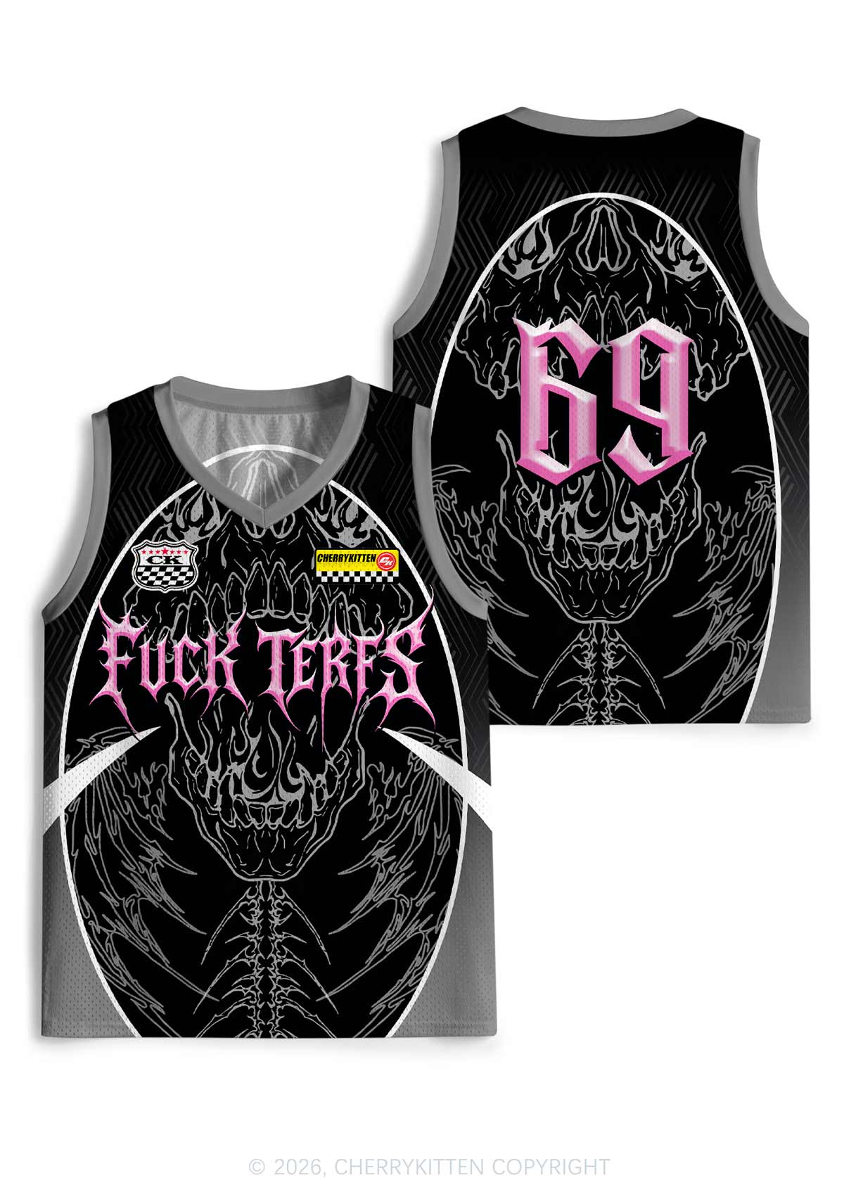 Fxxk Terfs Gothic Skull Pride Y2K Sport Jersey Tank Cherrykitten