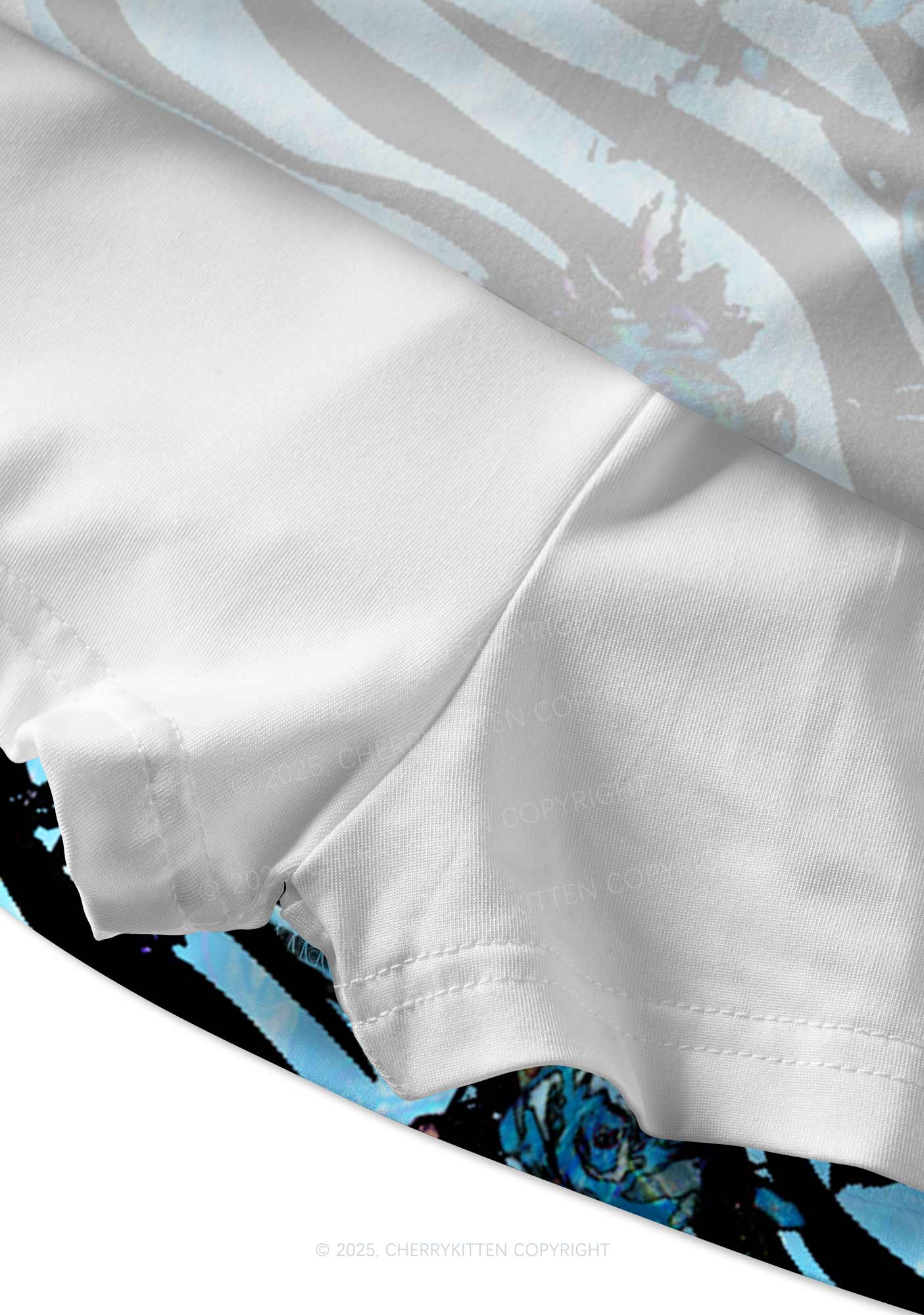 Blue Zebra Roses Y2K Print Mini Skirt Cherrykitten