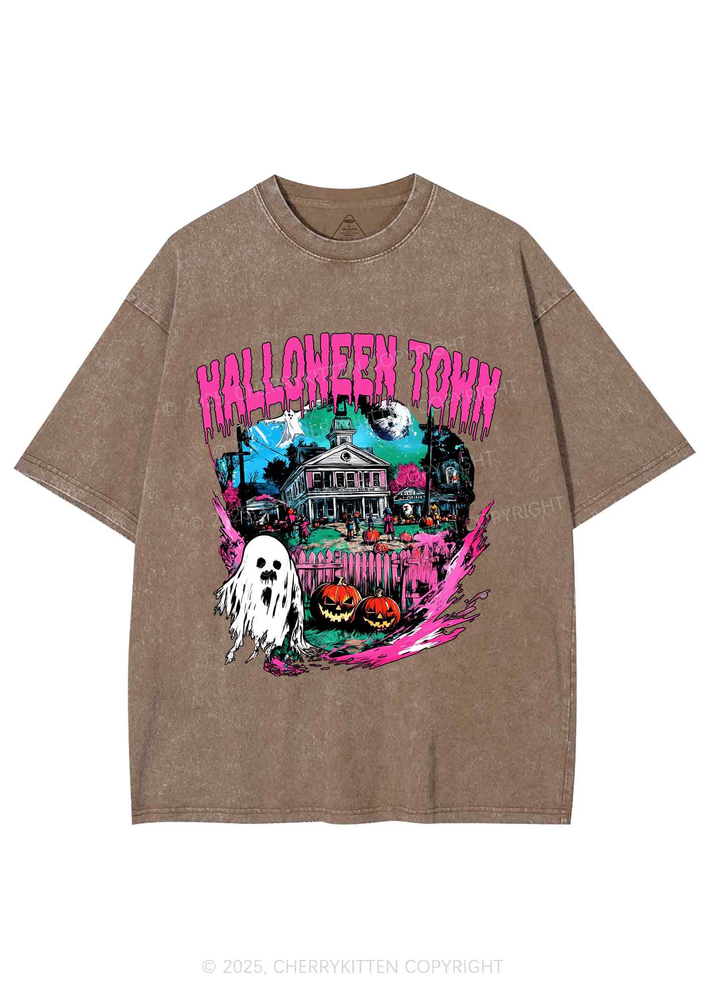 Halloween Ghost Town Y2K Shirts Washed Tee Cherrykitten