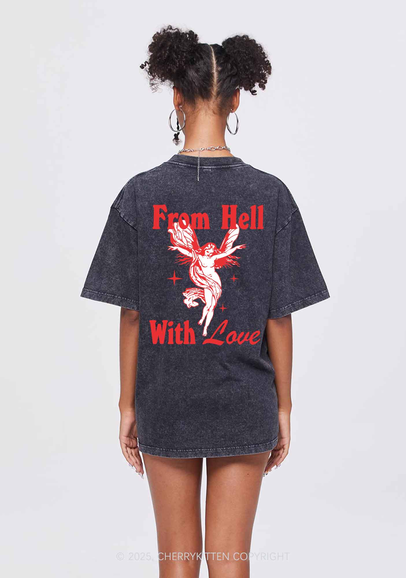From Hell With Love Two Sides Y2K Shirts Washed Tee Cherrykitten