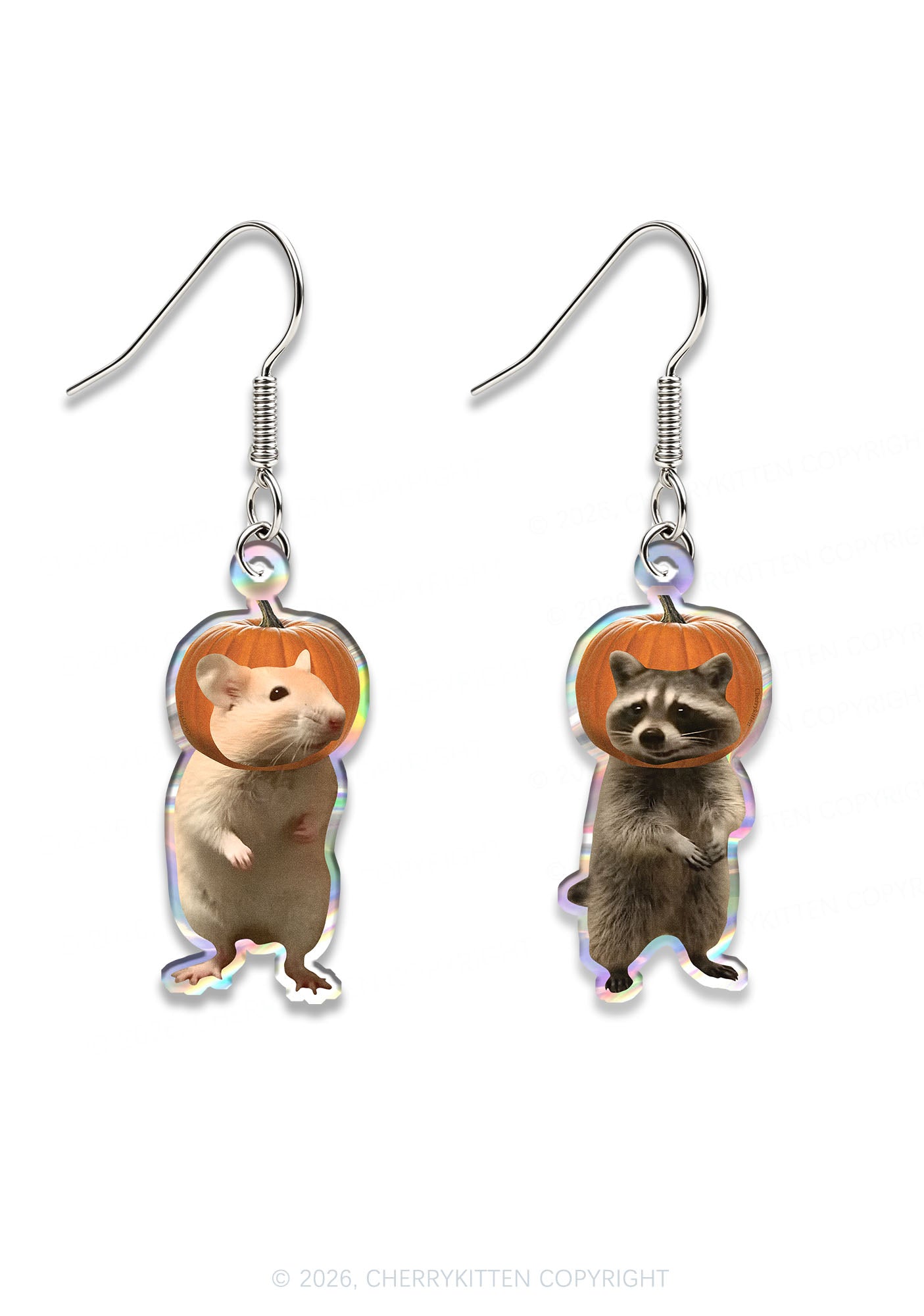 Halloween Pumpkin Rat Raccoon Y2K Acrylic Earrings Cherrykitten