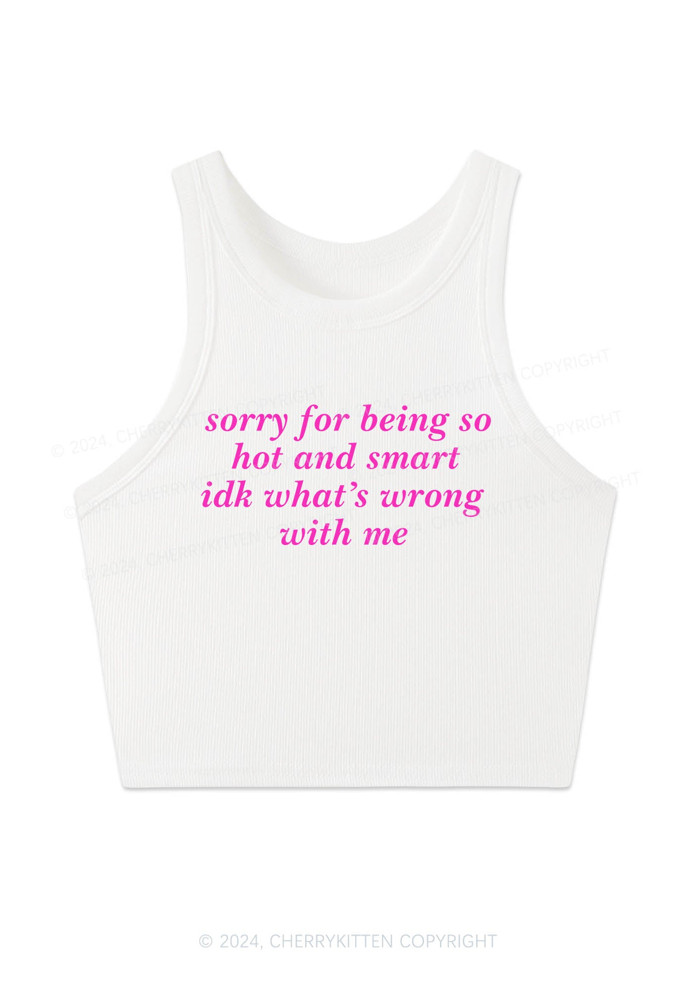 Sorry For Being So Smart Y2K Crop Tank Top Cherrykitten