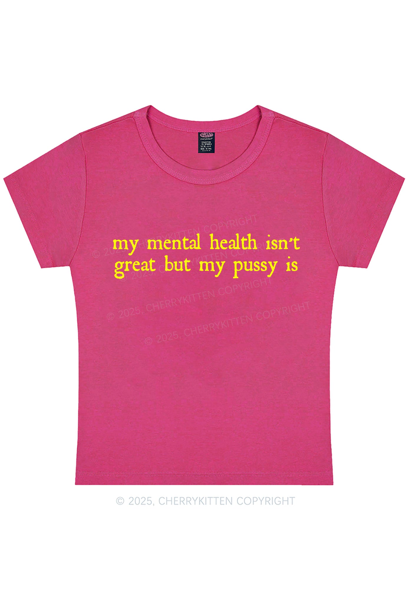 Curvy Great Mental Health Y2K Baby Tee Cherrykitten