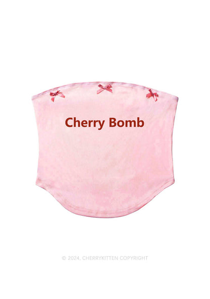 Cherry Bomb Y2K Pink Bow Tie Tube Top Cherrykitten