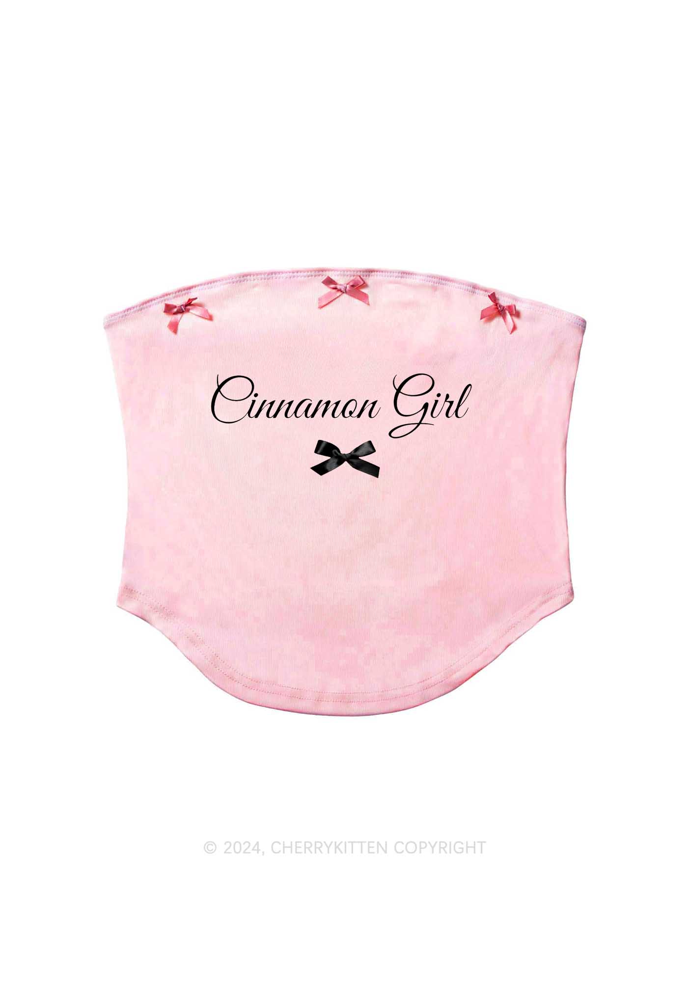 Cinnamon Girl Y2K Pink Bow Tie Tube Top Cherrykitten