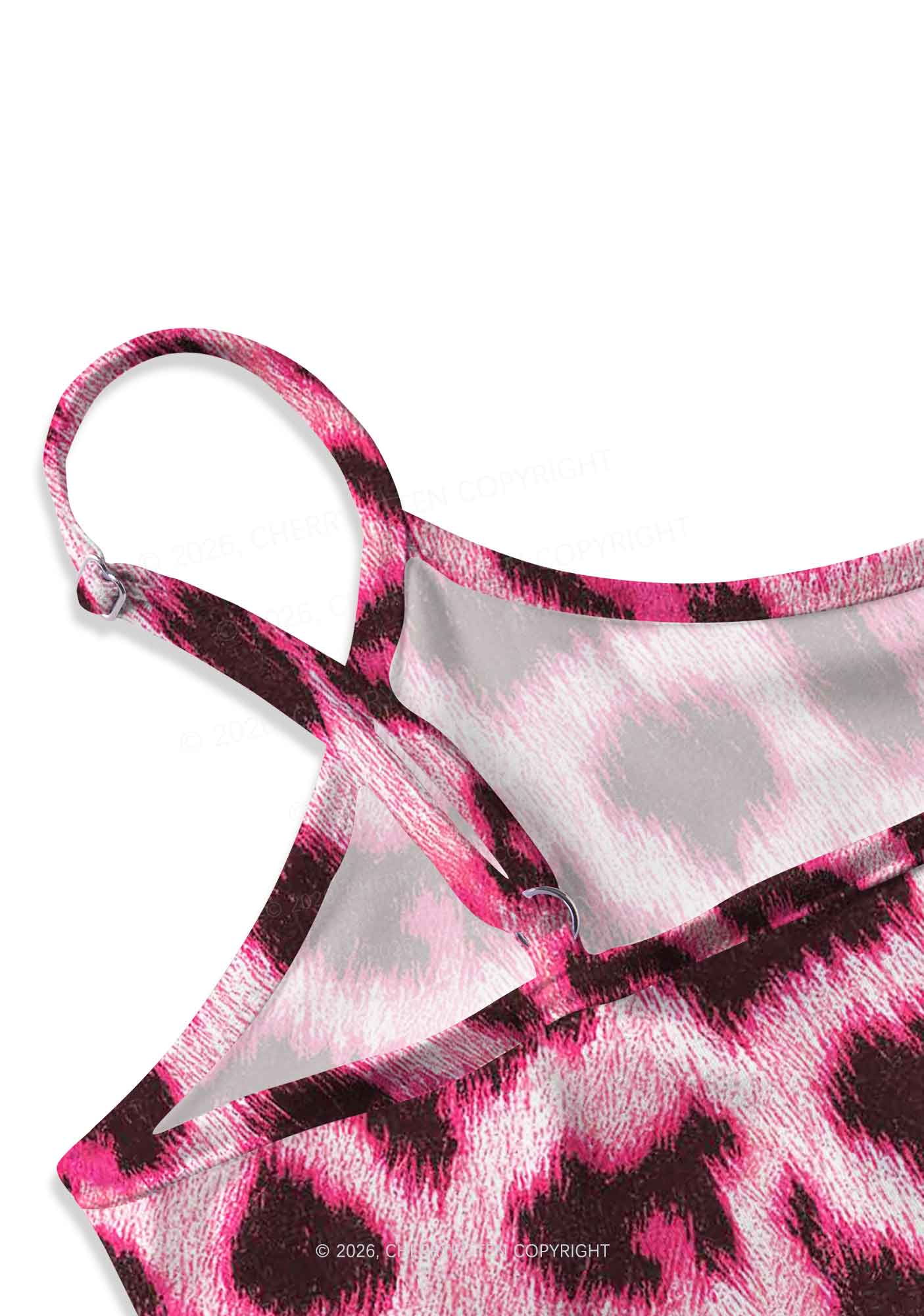 Rhinestone Cxxt Y2K Pink Leopard Print Cami Crop Top Cherrykitten