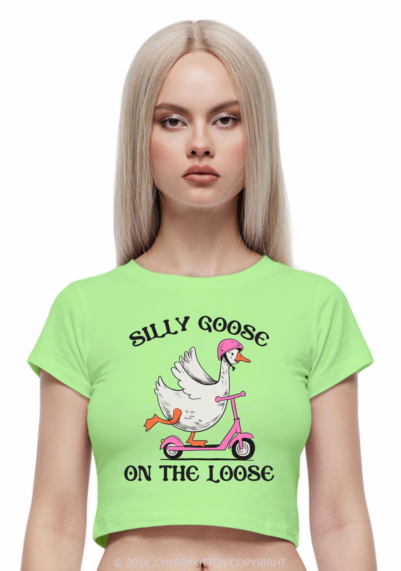 Silly Goose On the Loose Y2K Baby Tee Cherrykitten