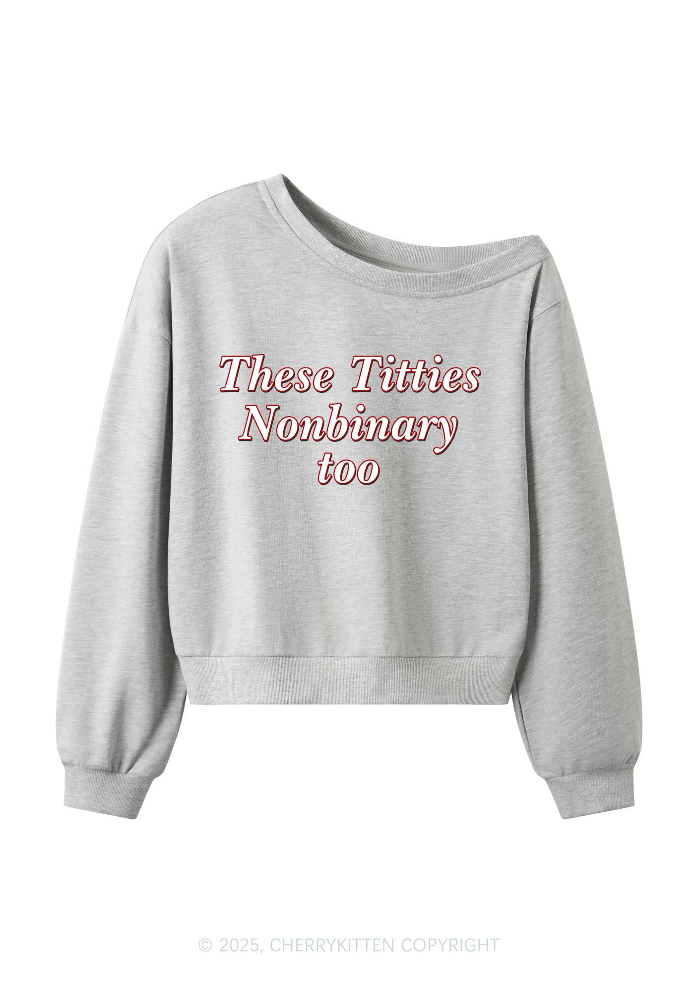 Txtties Nonbinary Too Y2K Off Shoulder Sweatshirts Cherrykitten