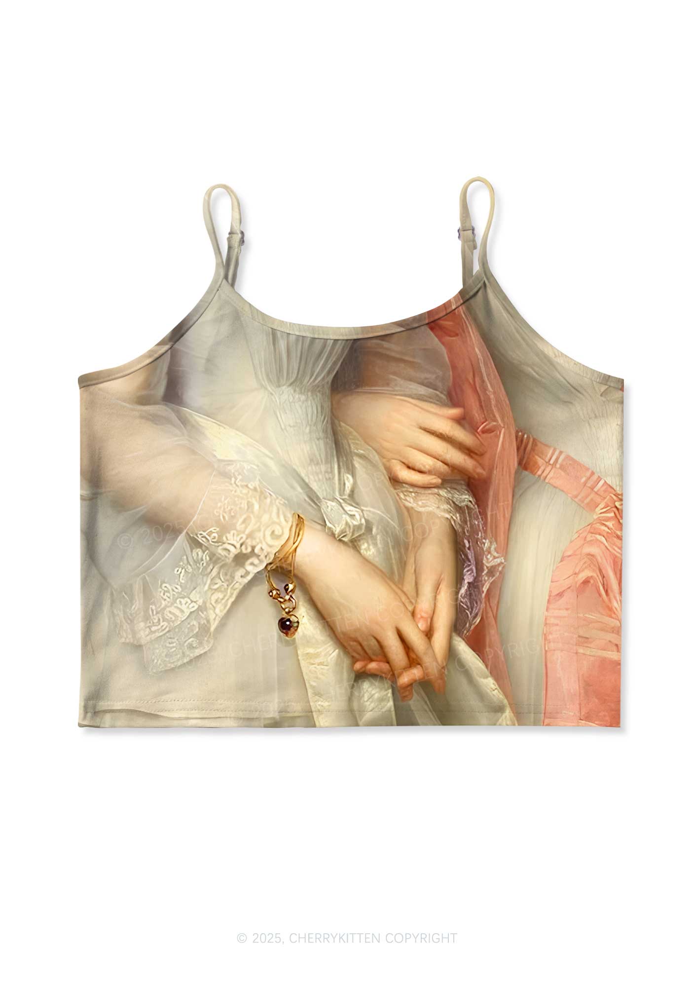 Sapphic Hands Pride Y2K Print Cami Crop Top Cherrykitten