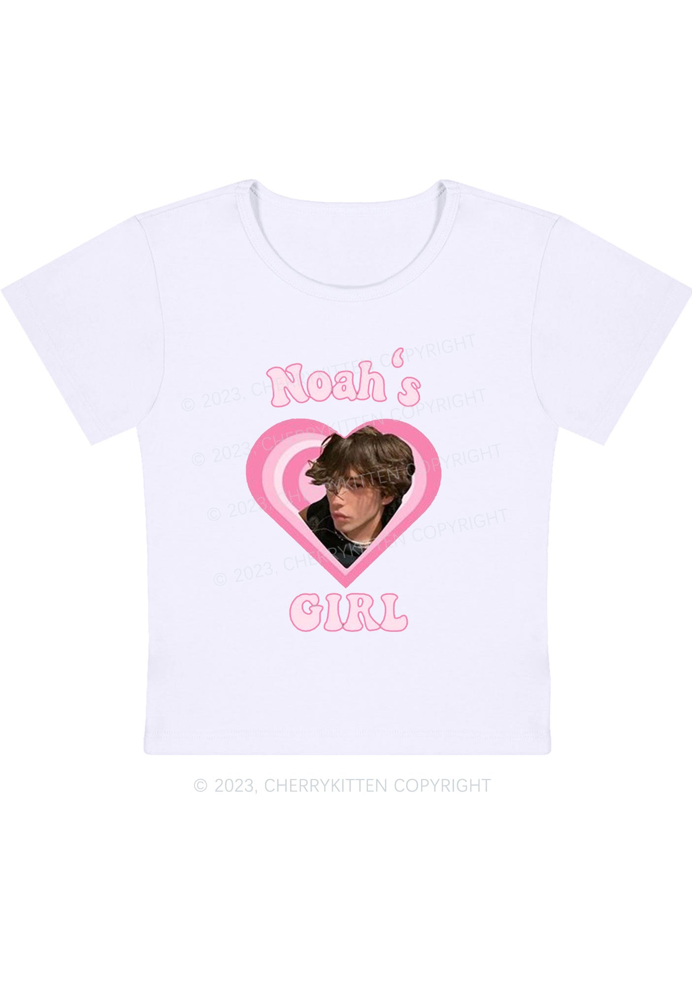 Personalized Text&Photo Heart Y2K Baby Tee Cherrykitten