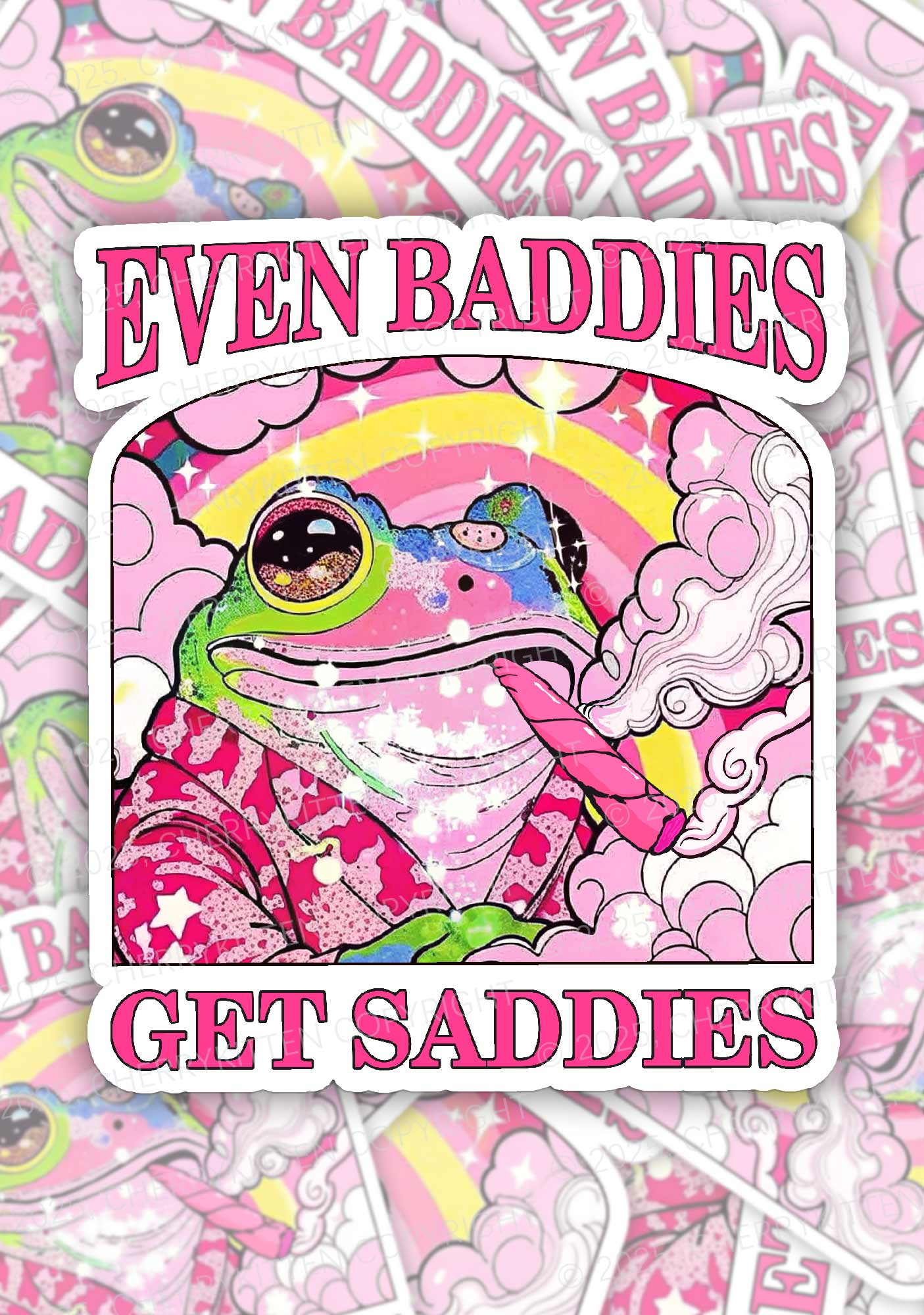 Baddies Smoking Frog 1Pc Y2K Sticker Cherrykitten