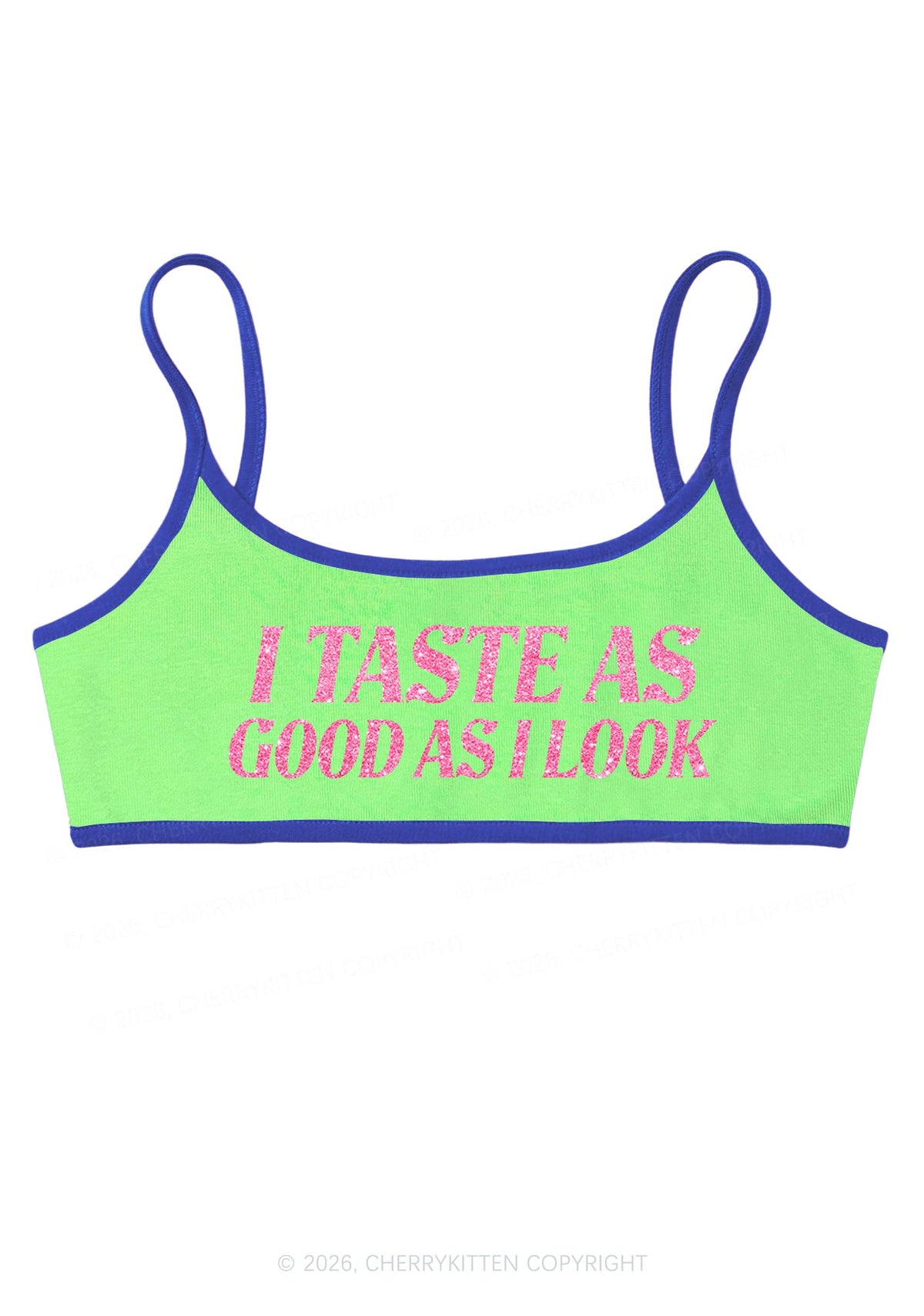 Glitter I Taste Good Y2K Super Crop Cami Cherrykitten