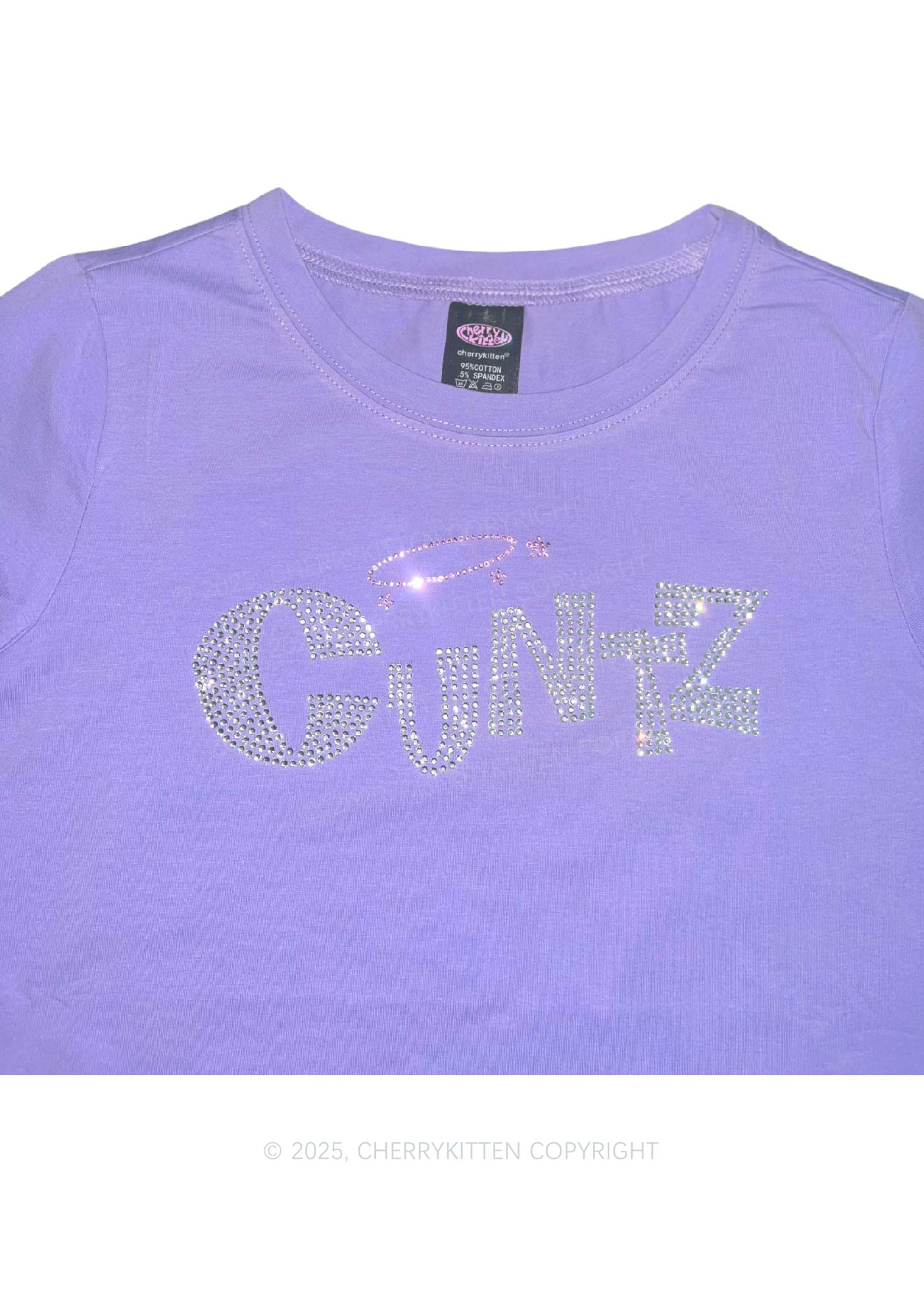 Rhinestone Cxntz Y2K Baby Tee Cherrykitten