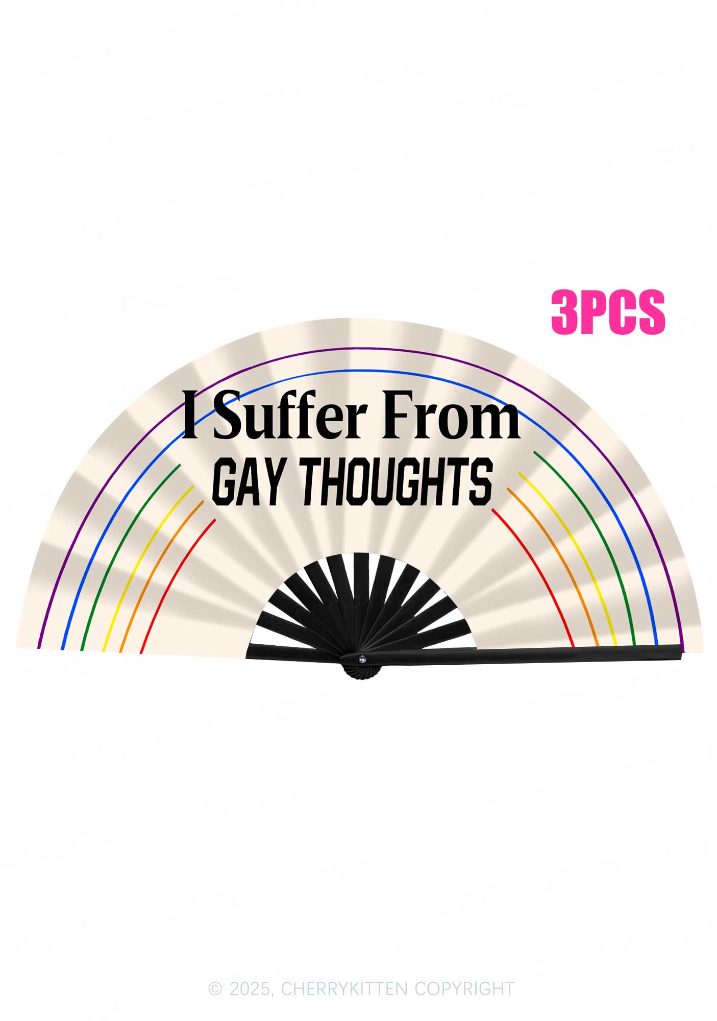 I Suffer From Gay Thoughts Pride Y2K Rave Hand Fan Cherrykitten