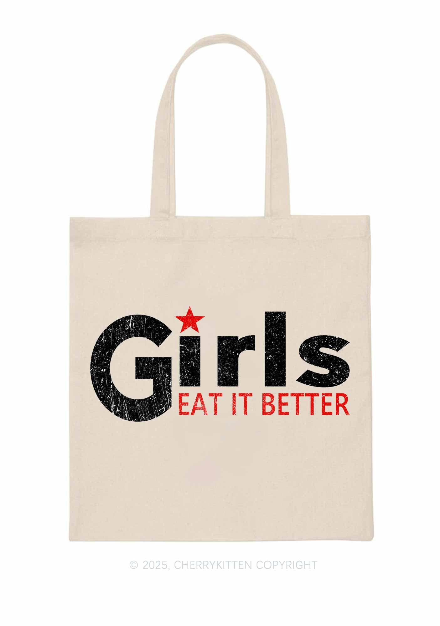 Girls Eat It Better Pride Y2K Canvas Tote Bag Cherrykitten