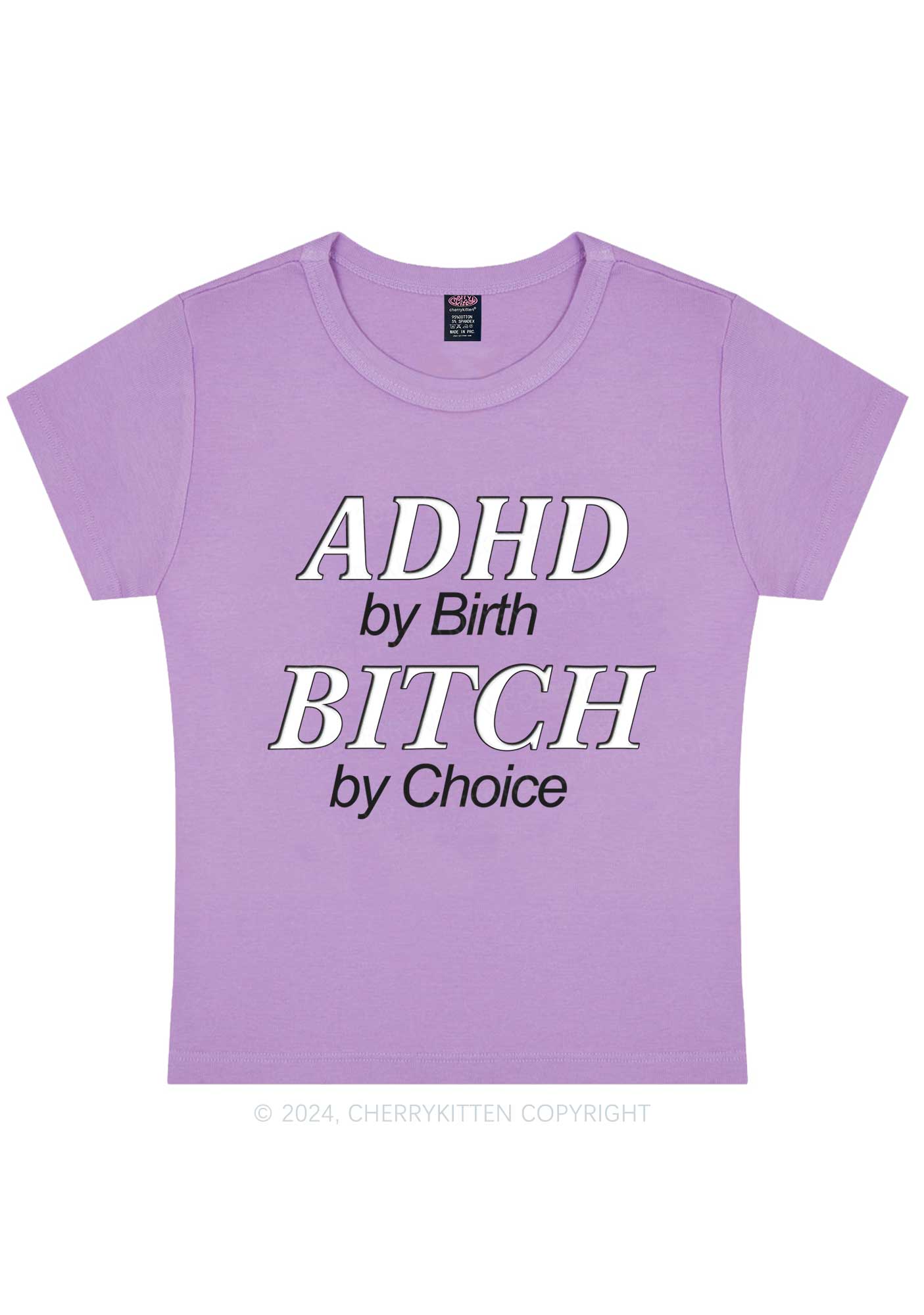 ADHD Bxxch Y2K Baby Tee Cherrykitten