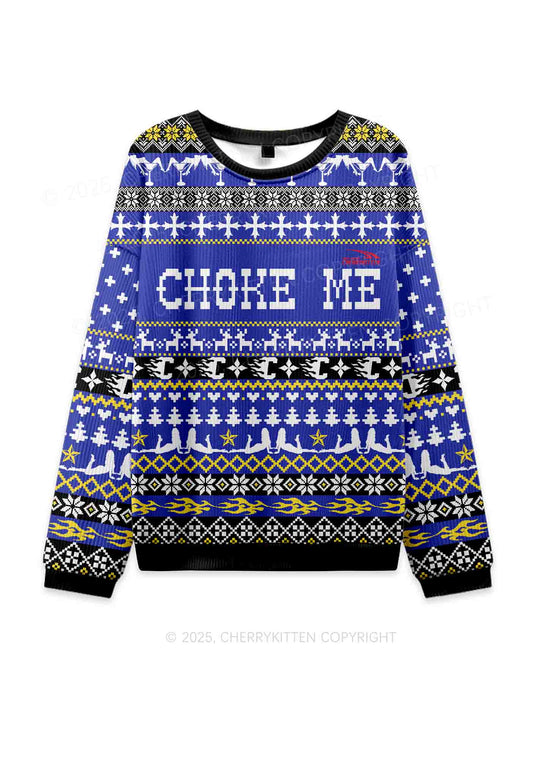Choke Me Y2K Christmas Knit Sweatshirt Cherrykitten
