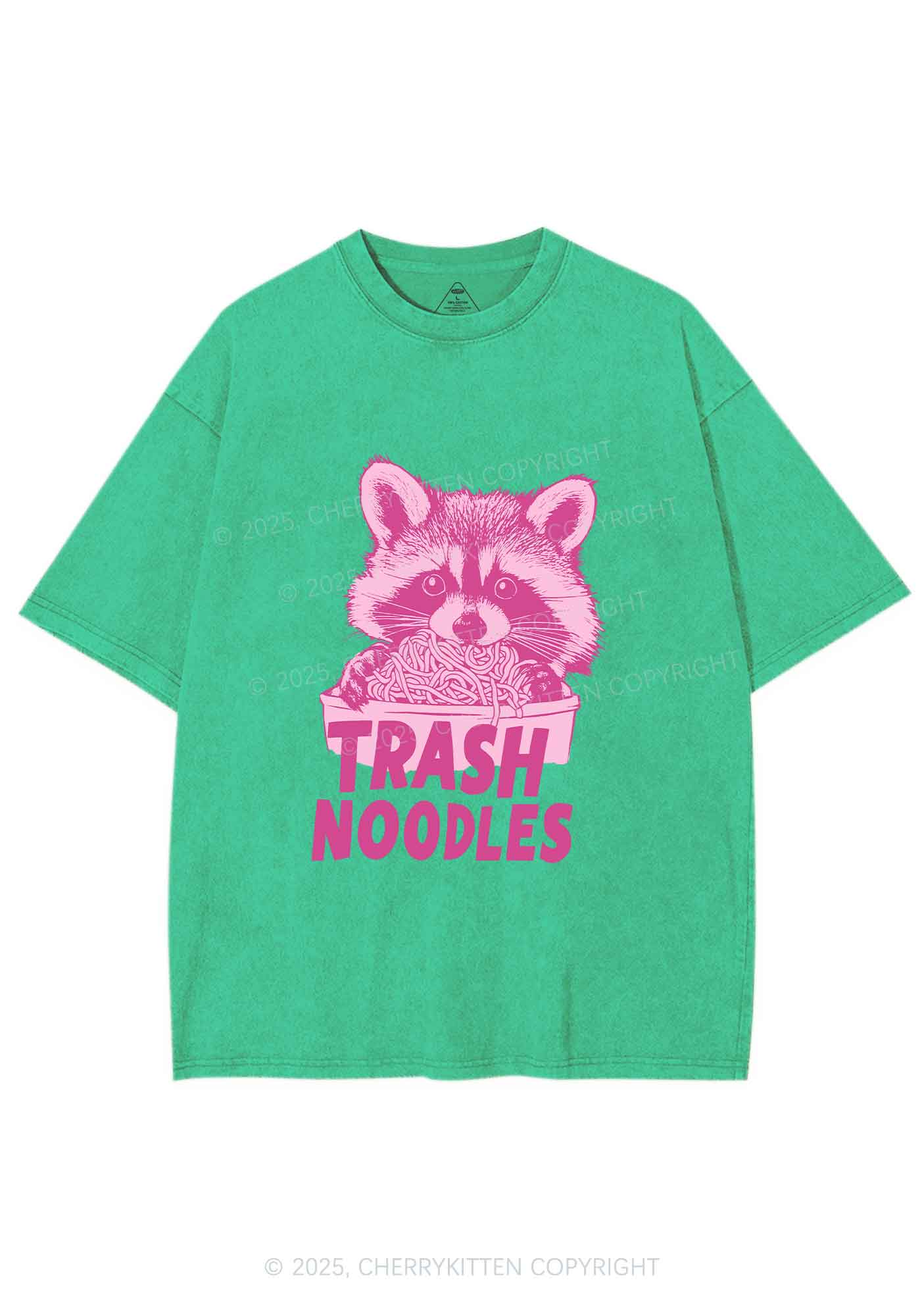 Raccoon Trash Noodles Y2K Shirts Washed Tee Cherrykitten