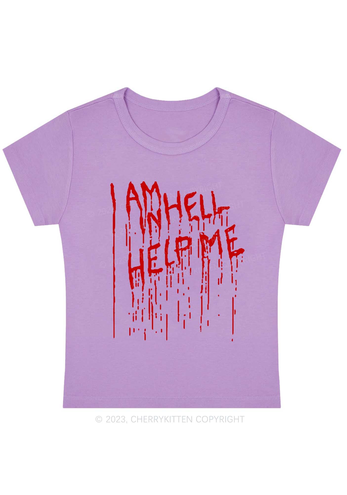 I Am In Hell Help Me Halloween Y2K Baby Tee Cherrykitten