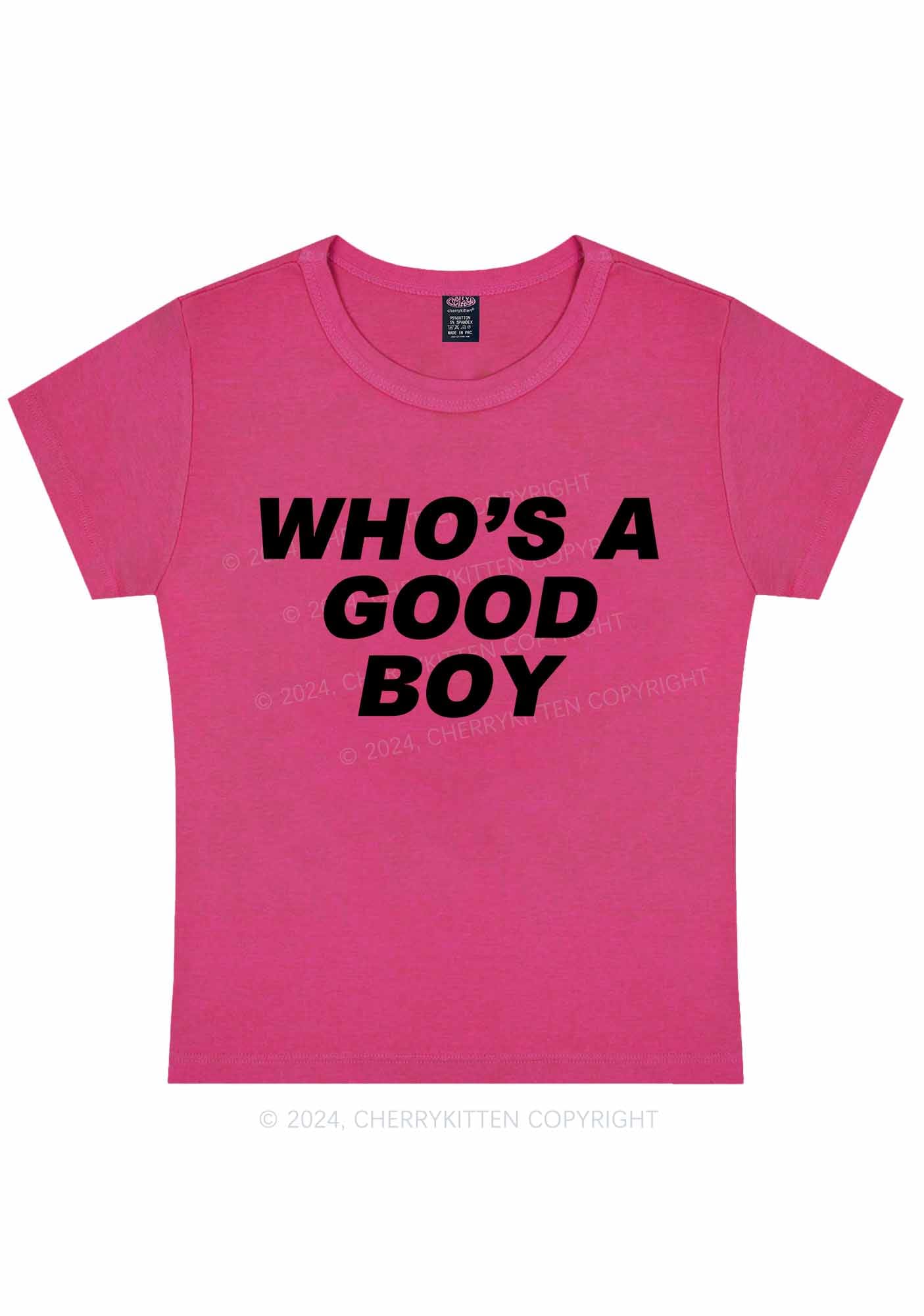 Curvy Who's A Good Boy Y2K Baby Tee Cherrykitten