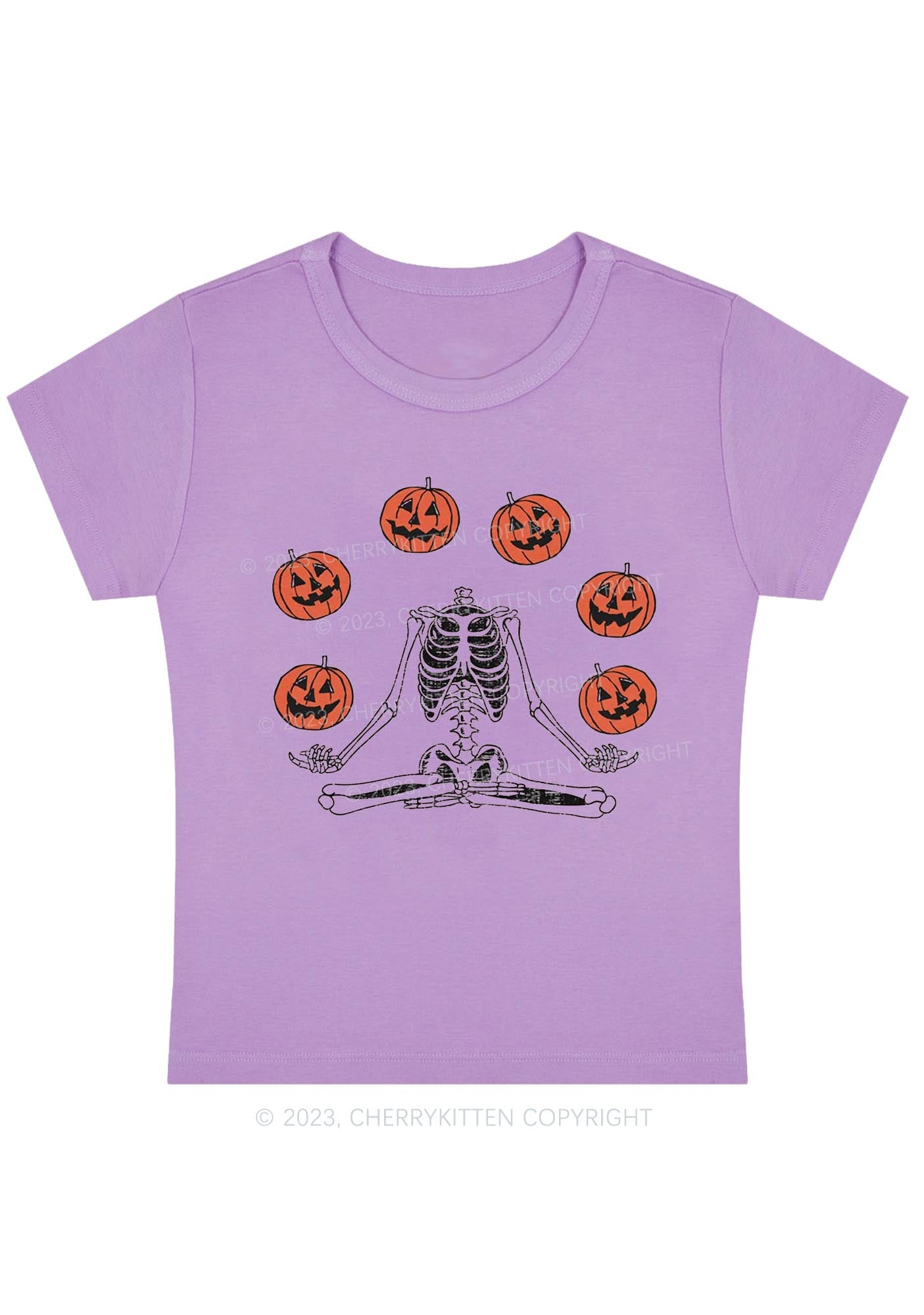 Halloween Pumpkin Head Skeleton Baby Tee Cherrykitten