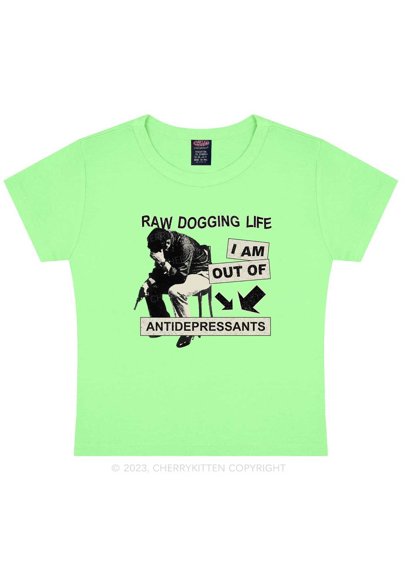 Out Of Antidepressants Y2K Baby Tee Cherrykitten