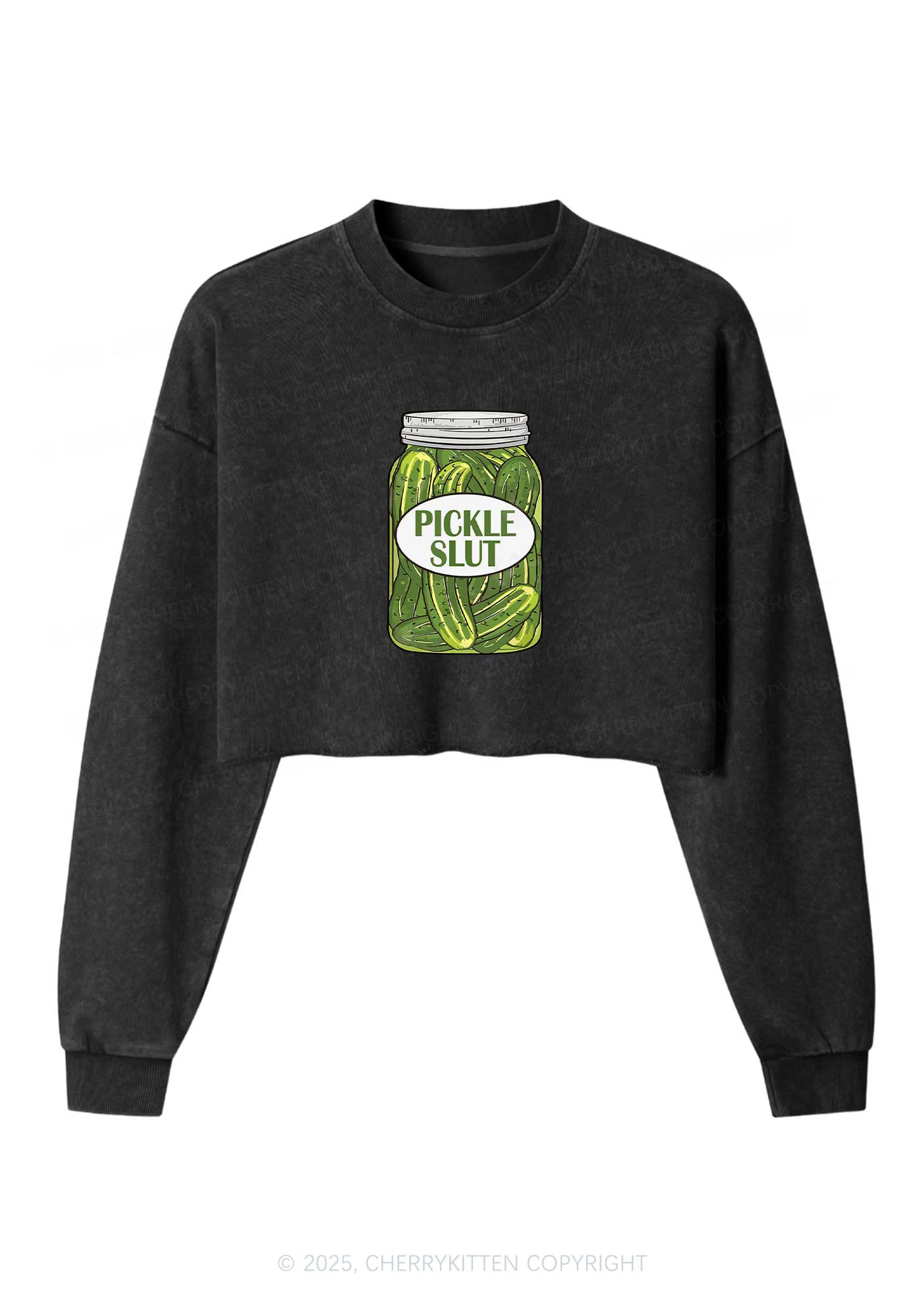 Pickle Slxt Y2K Crop Washed Sweatshirts Cherrykitten