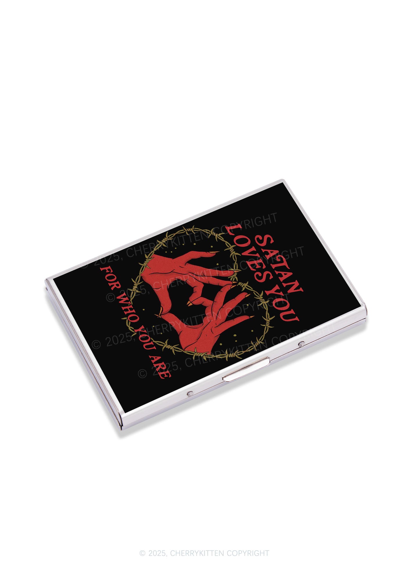 Satan Loves You Heart Halloween Y2K Mirror Cigarette Case Cherrykitten