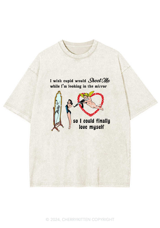 Cupid Would Shoot Me Y2K Washed Tee Cherrykitten
