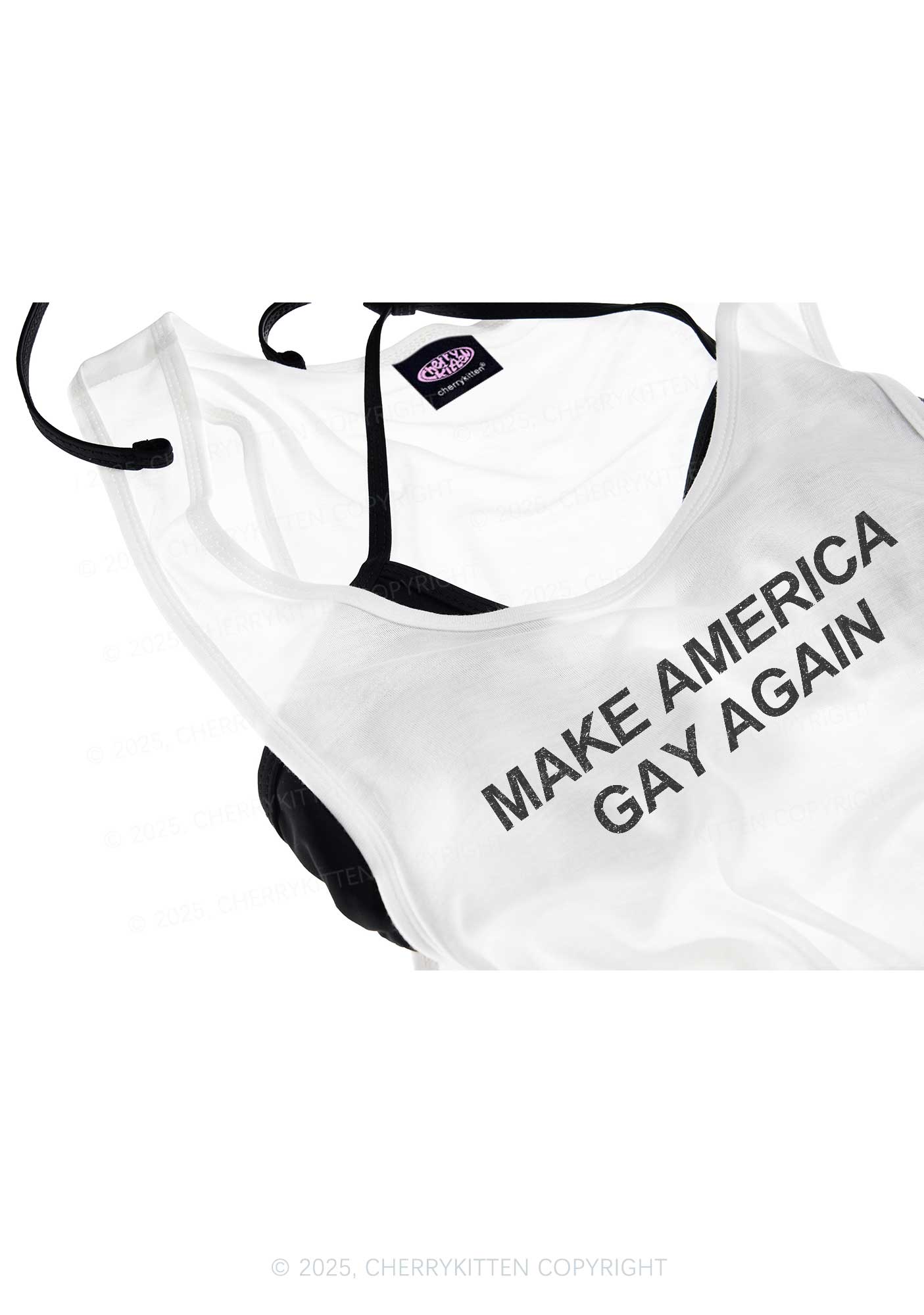 Make America Gay Again Pride Y2K Sheer Boyfriend Tank Cherrykitten
